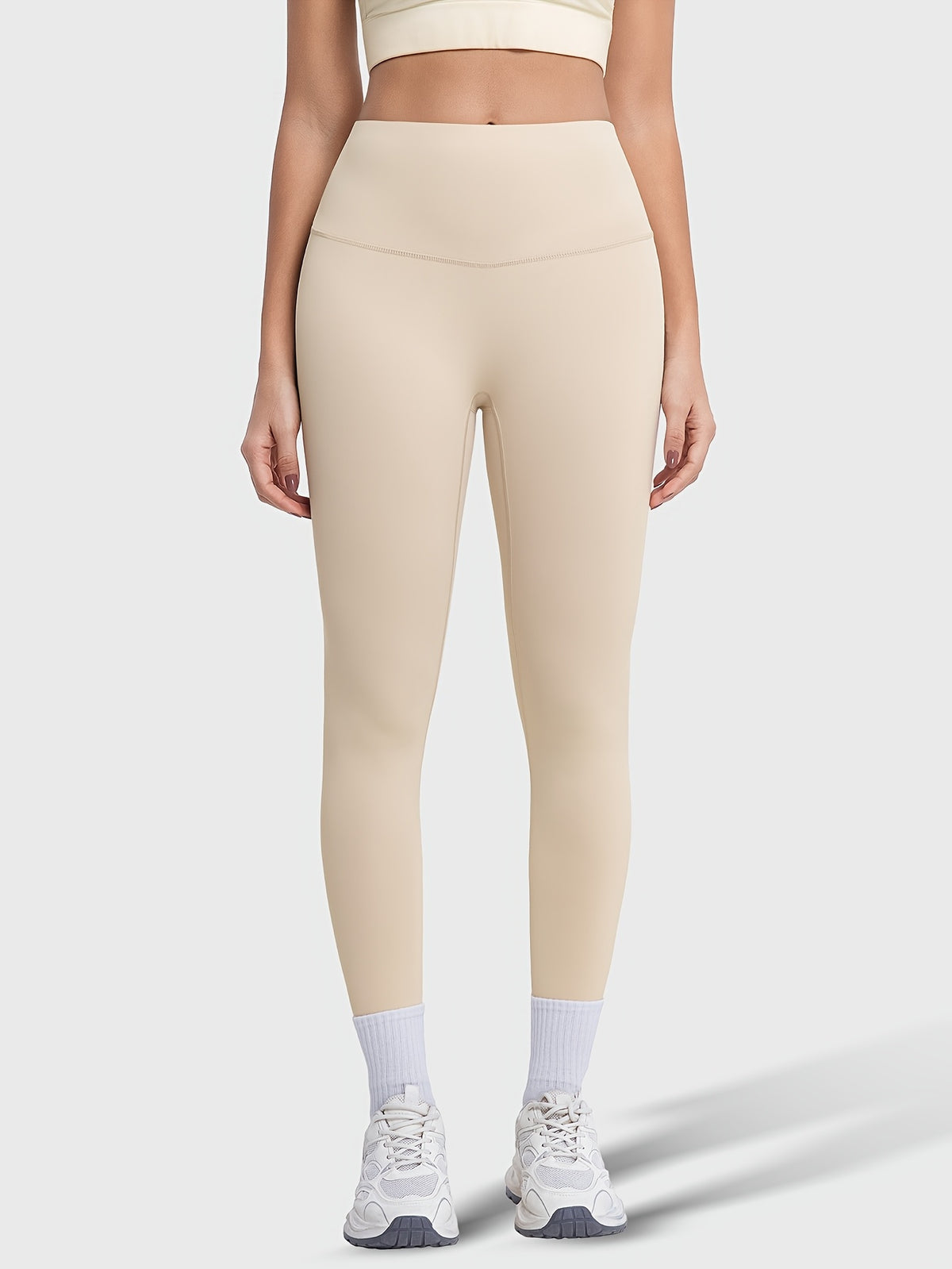 Crew Neck Tee & Leggings Set - Beige