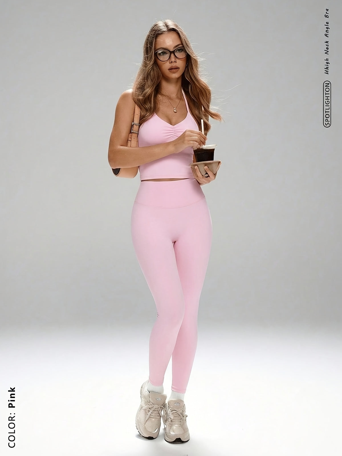 Halter Crop Tank & Leggings Set - Pink Red