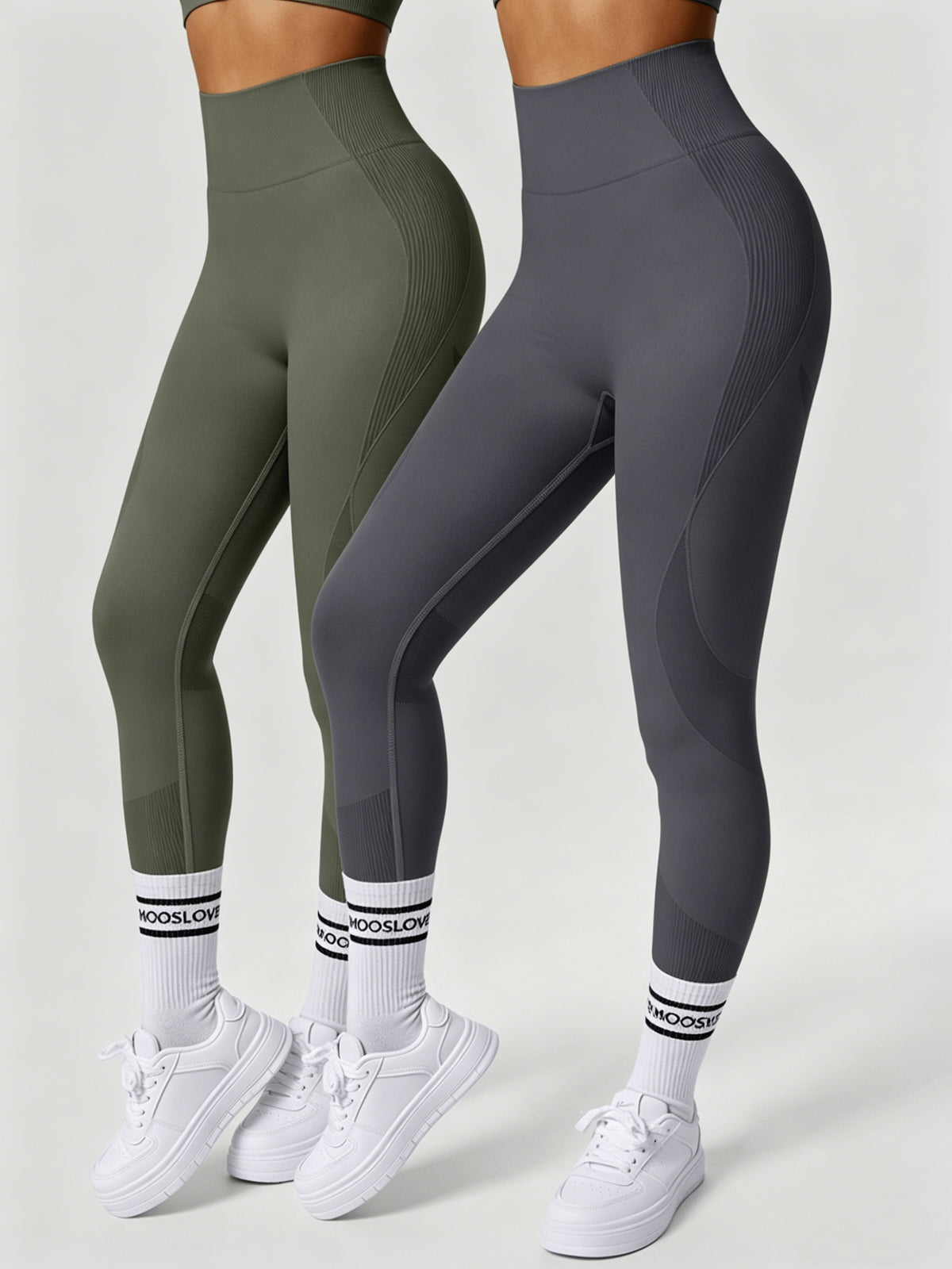 2 Pack Seamless Butt Lifting Leggings - Fern Green