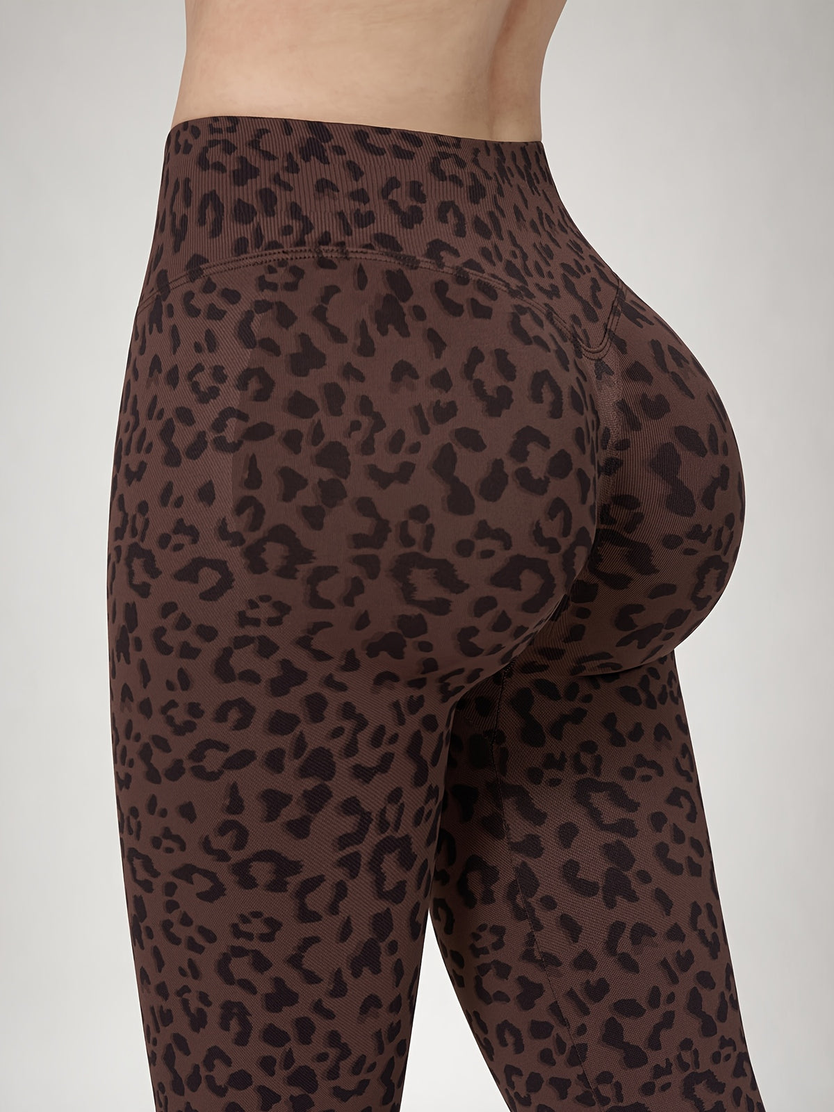Leopard Print Flare Leggings - Brown