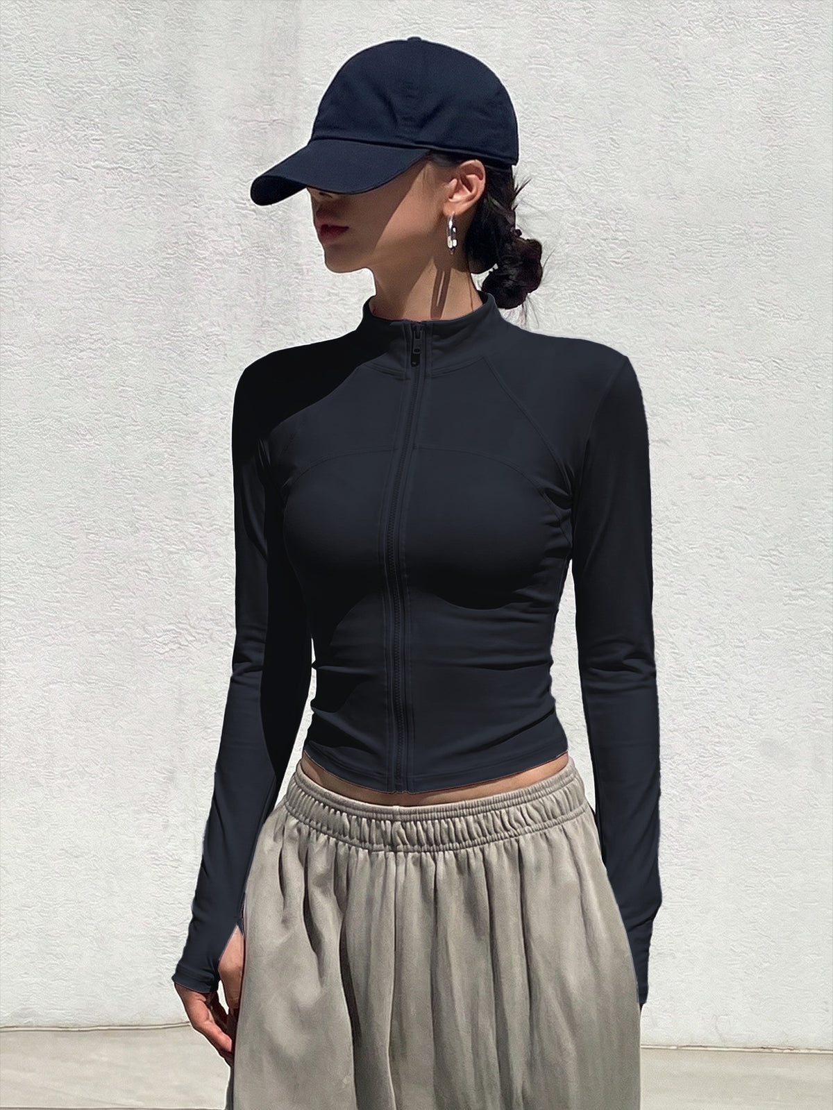 Sweat Absorbent Stretch Sports Jacket - Black