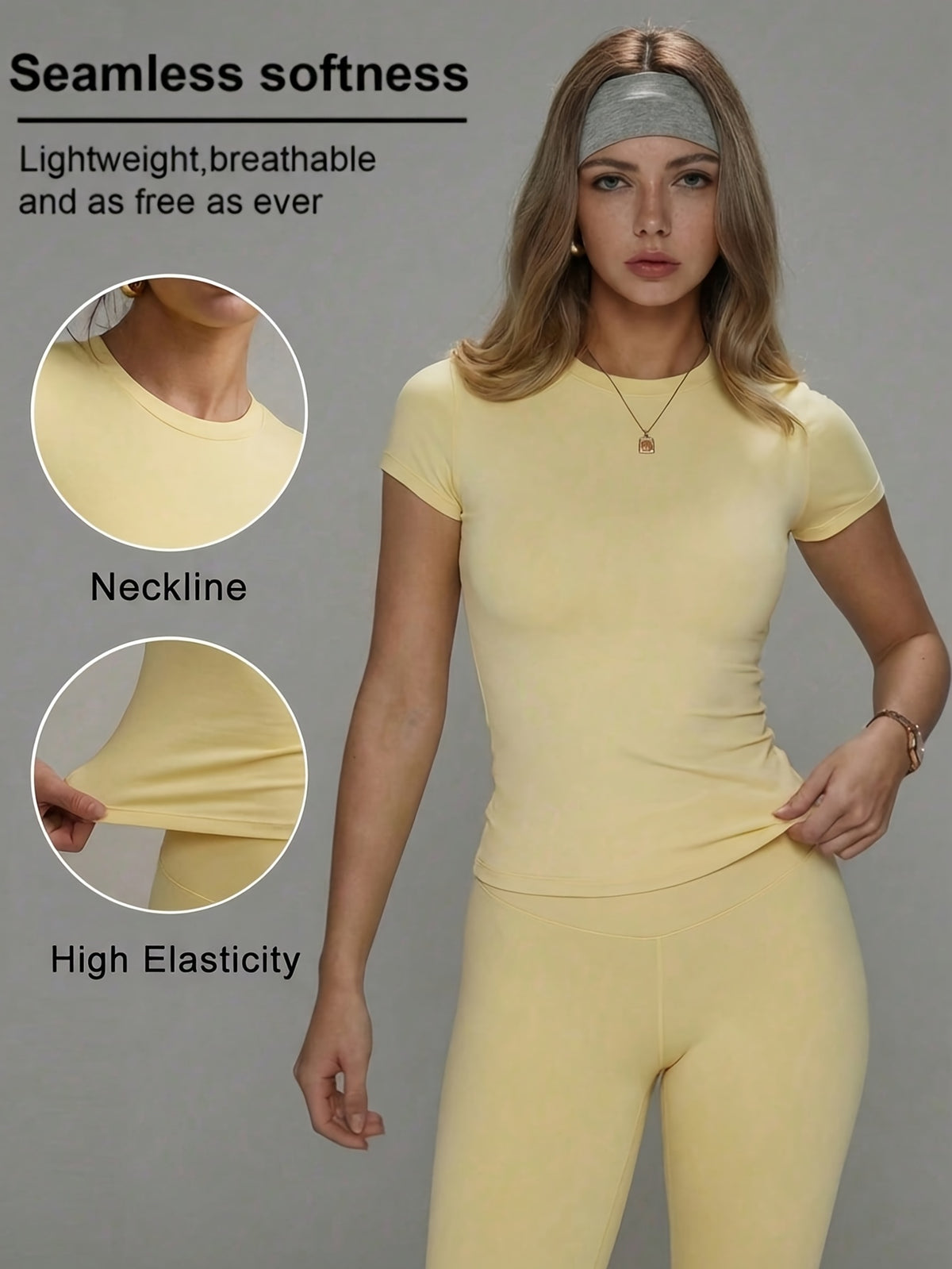Slim Fit Short Sleeve Sports Tee - Yellow
