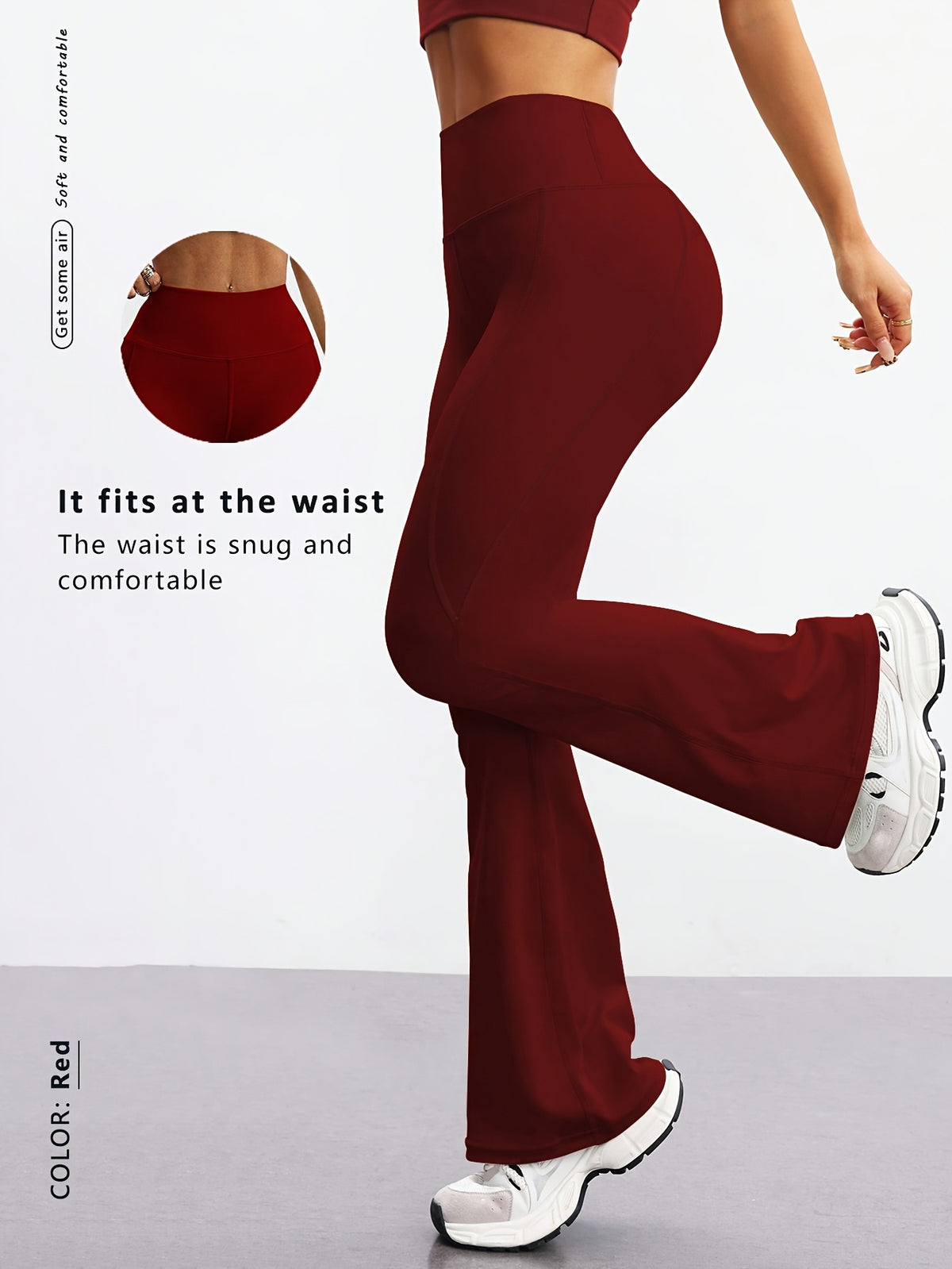 High Waist Flare Pants - Burgundy
