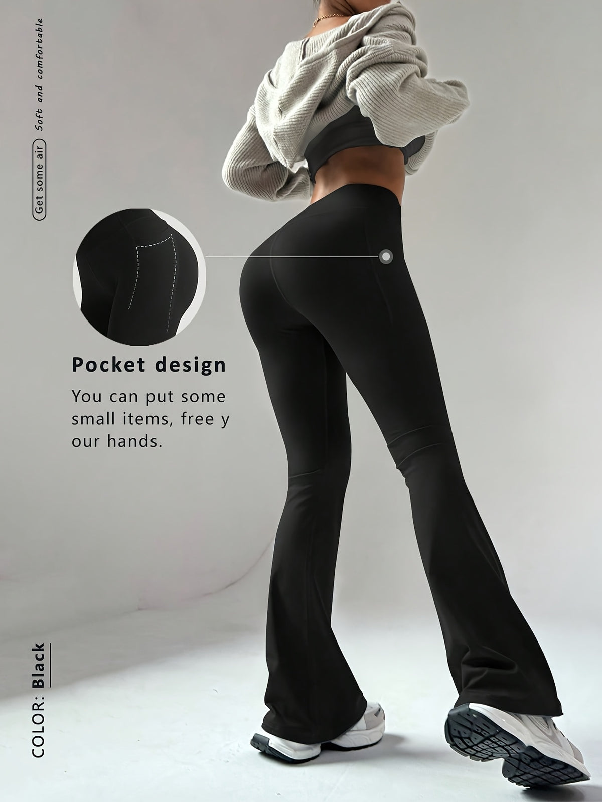 Pocket Flare Leggings - Black