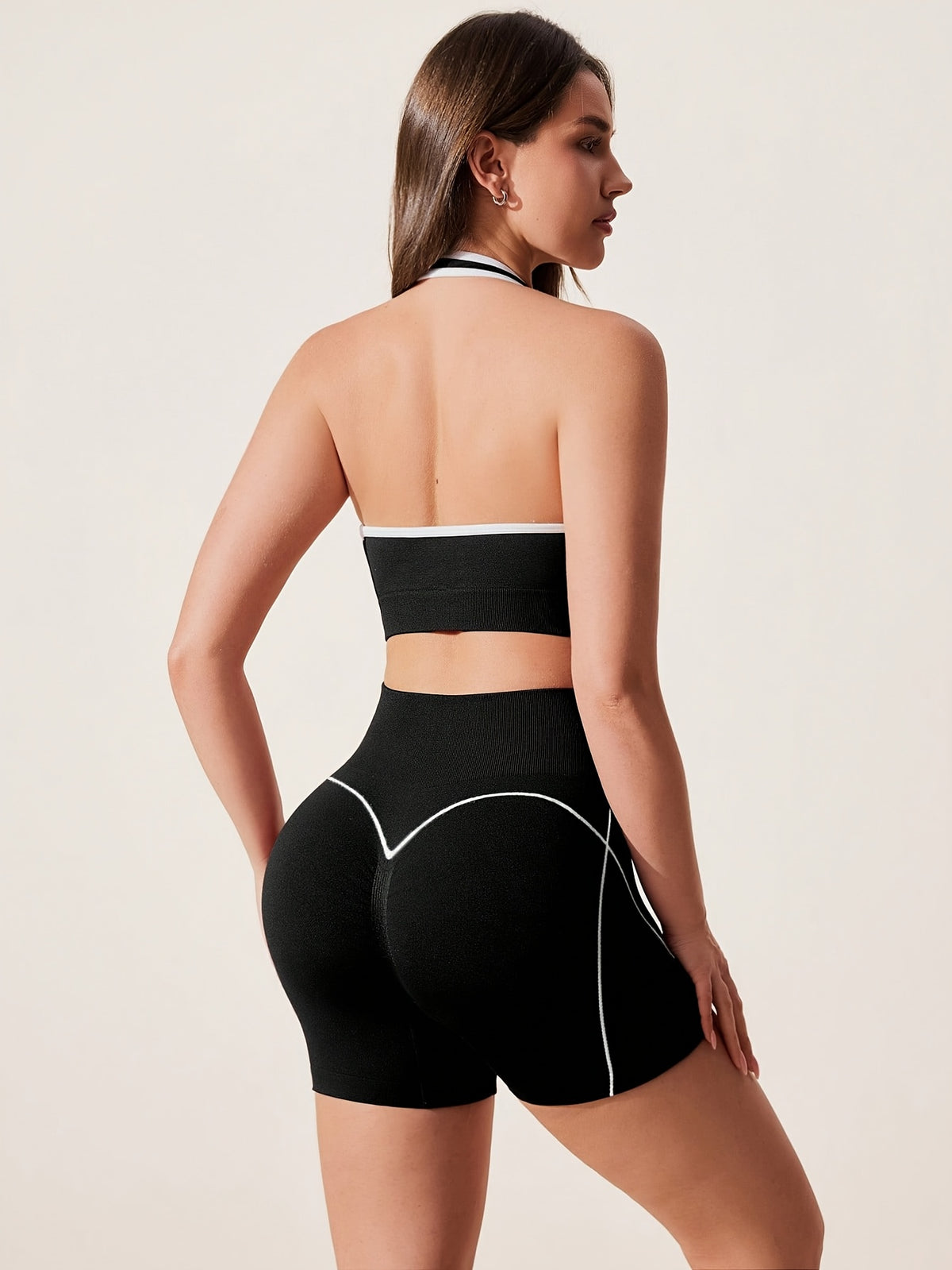 Halter Bra & Shorts Set - Black