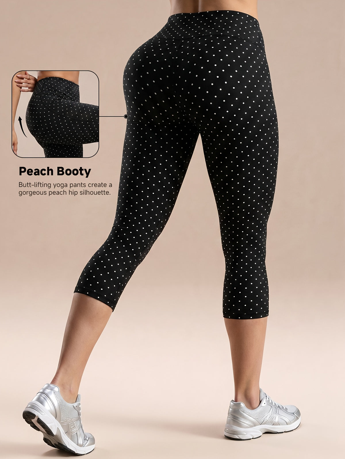 Polka Dot Capri Leggings - Black