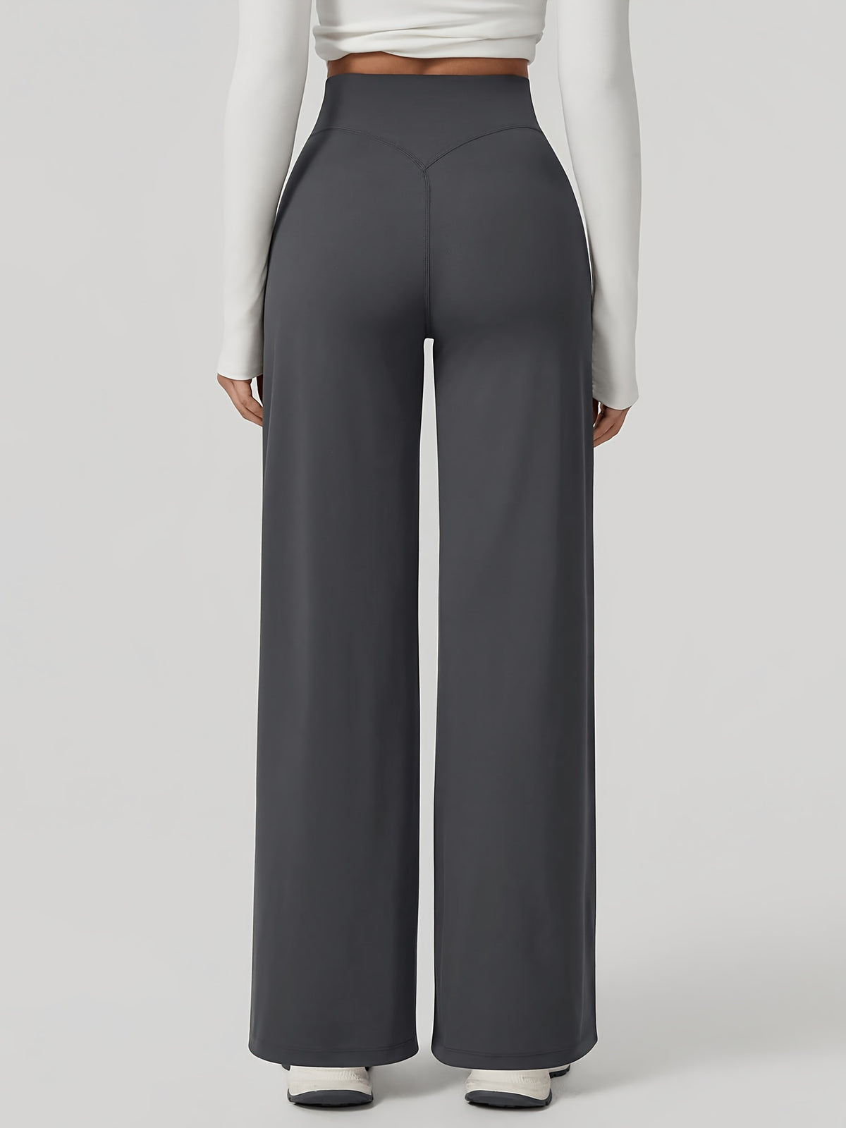 High Waist Wide Leg Yoga Pants - Grey