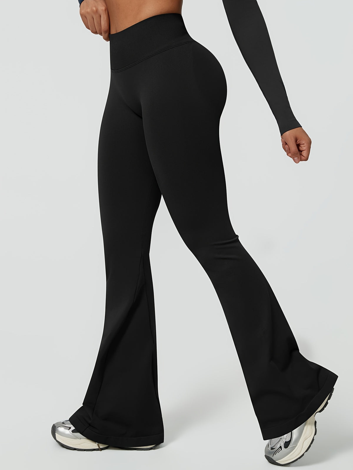 High Waist Lifting Flare Leggings - Black