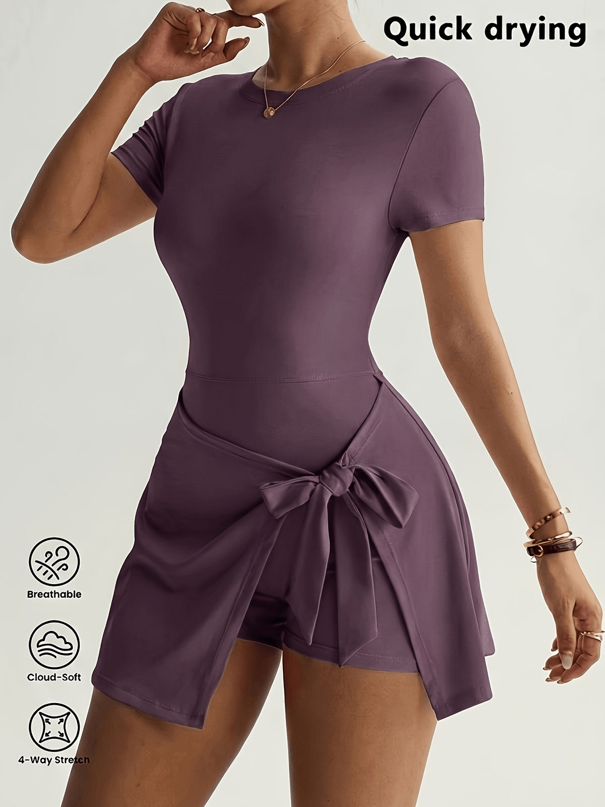 Wrap Tie Tennis Dress - Plum