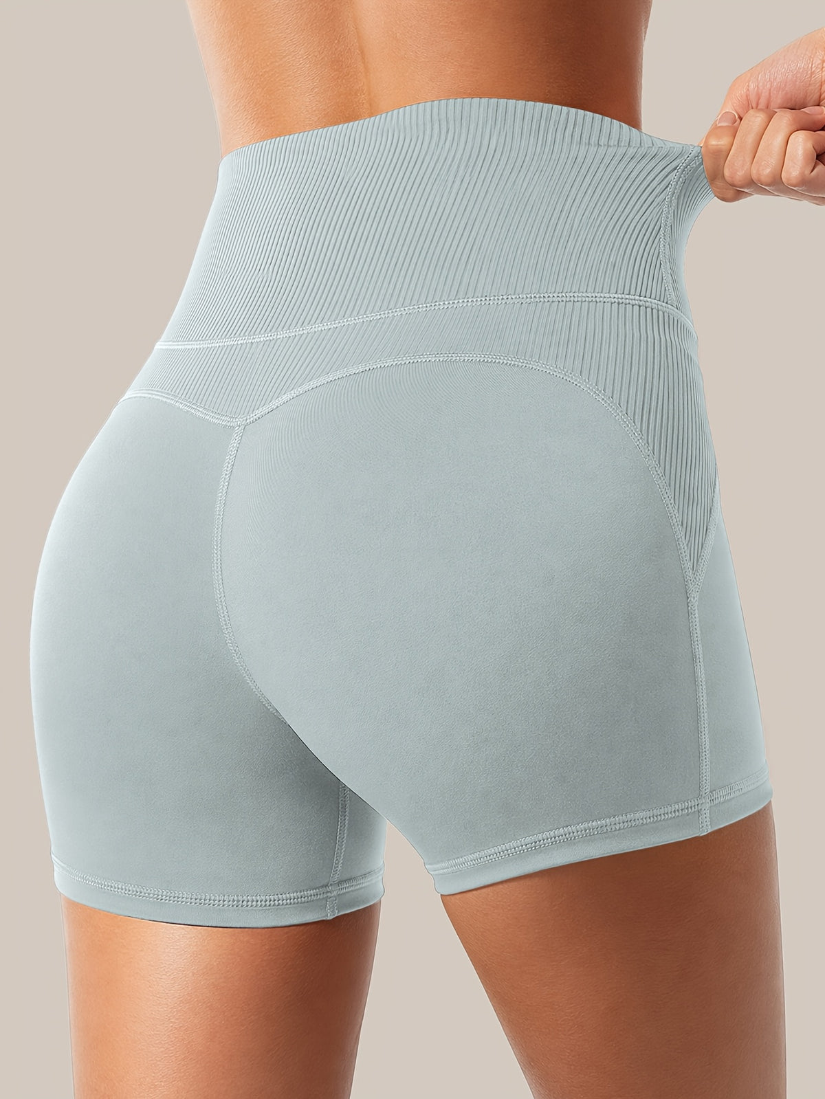 High Waist Lifting Athletic Shorts - Light Cyan