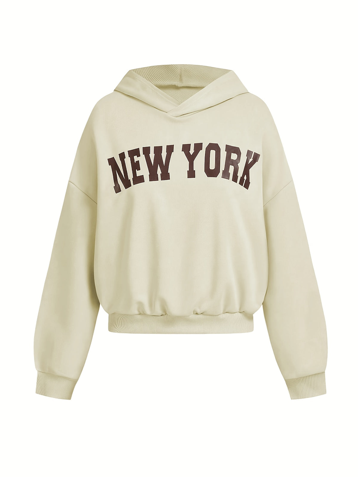 New York Hoodie, Bra & Leggings 3 Piece Set - Beige & Brown
