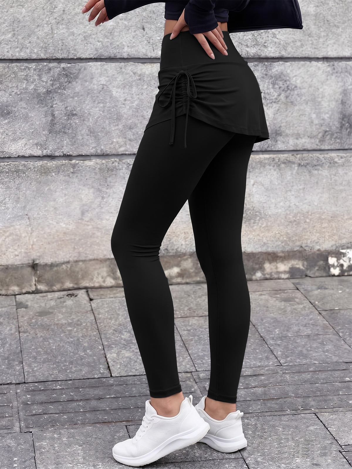 3 Pack Drawstring Skirted Leggings - Black