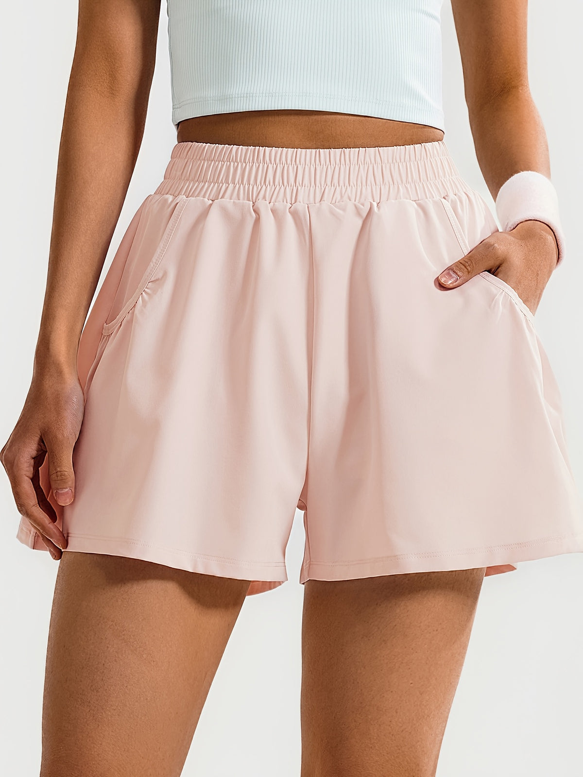 Loose Pocket Running Shorts - Light Pink