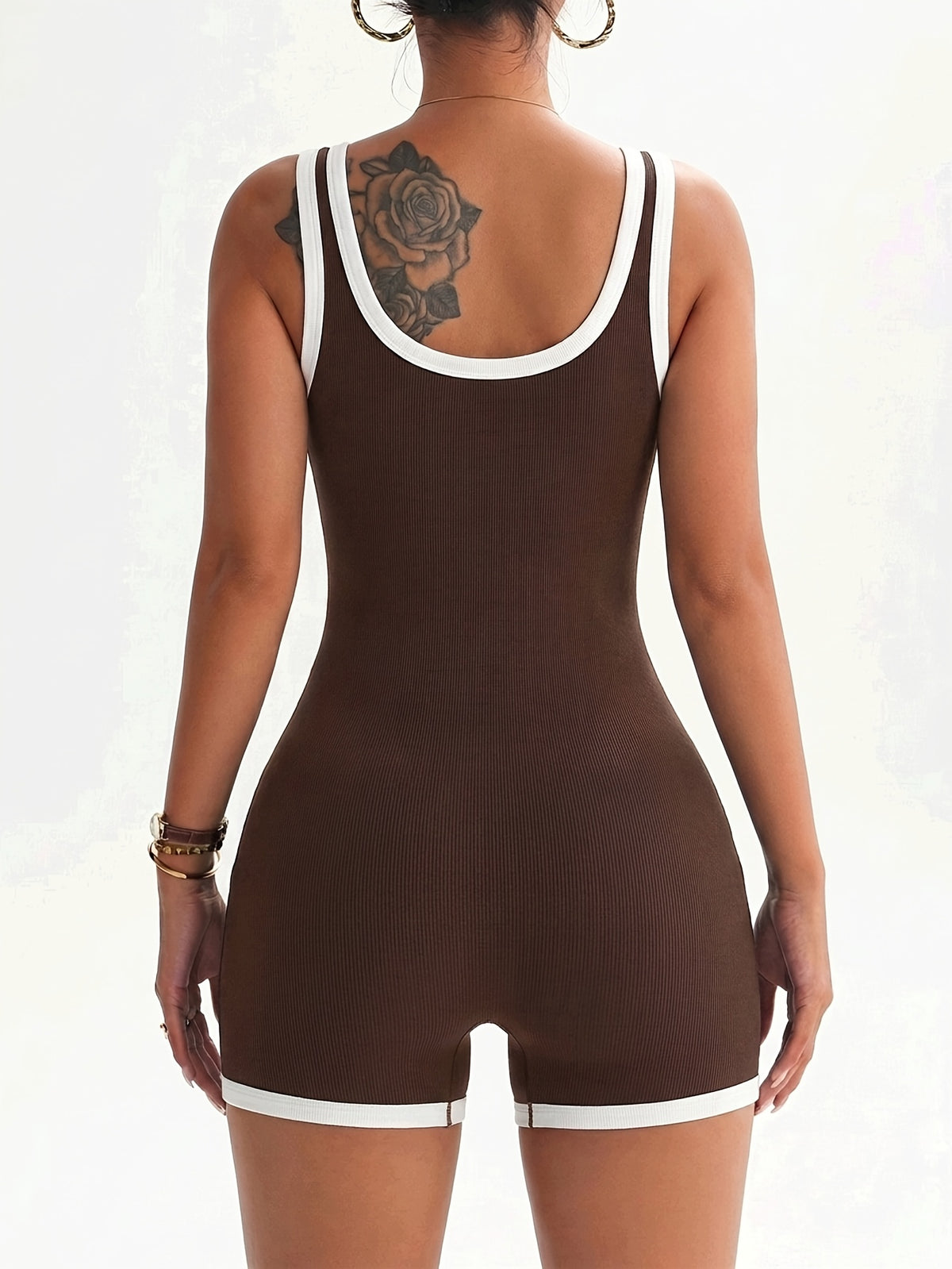 Backless Seamless Yoga Jumpsuit - Coffee