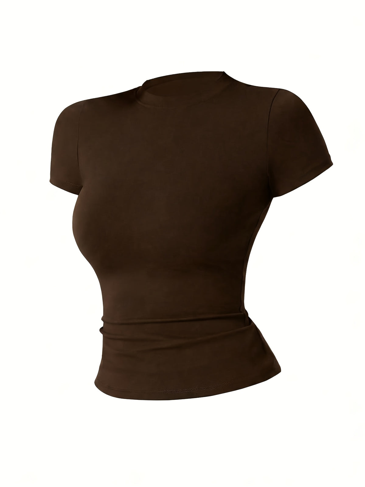 Slim Fit Short Sleeve Sports Tee - Coffee