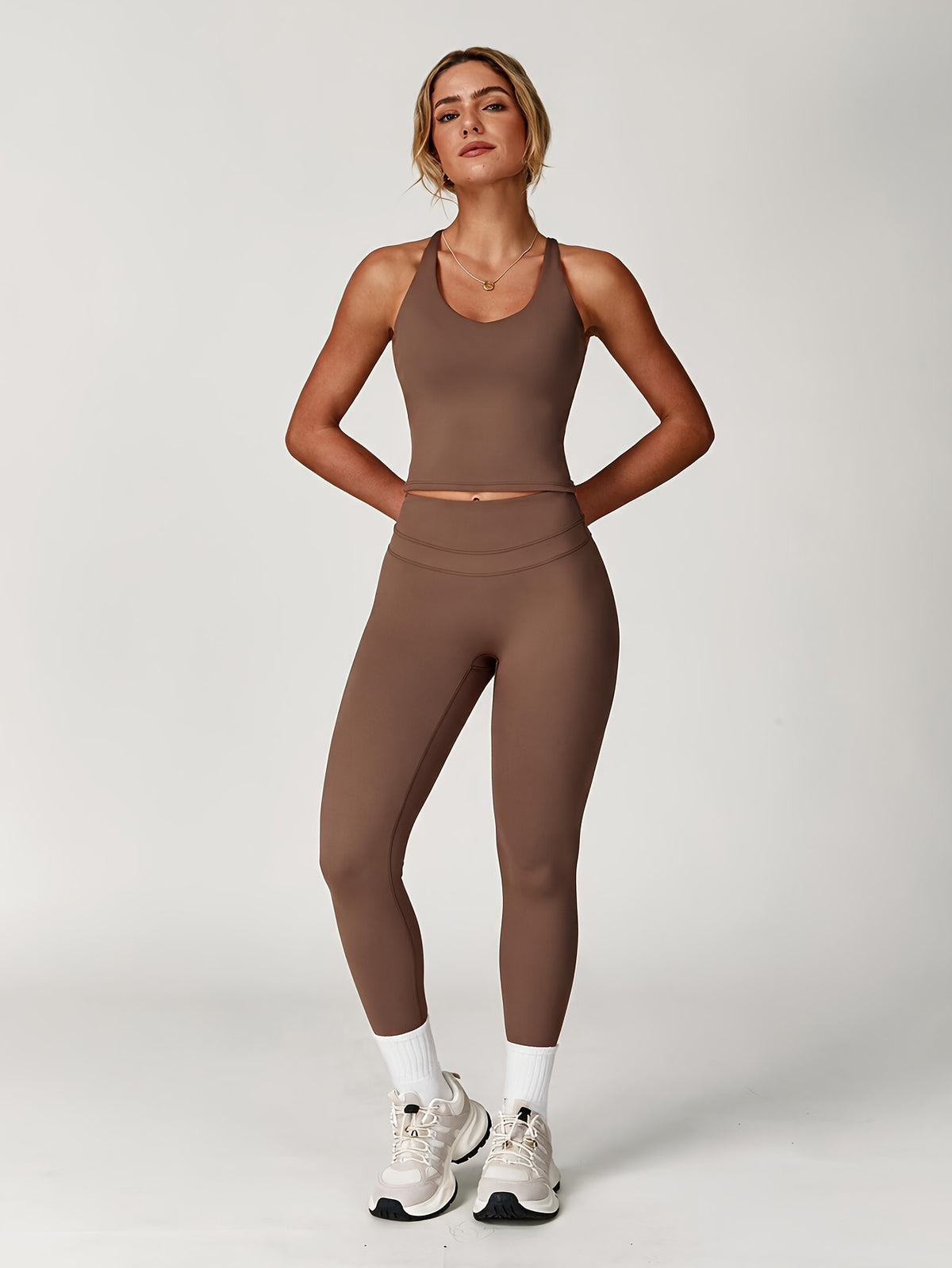 Strappy Tank & Pants Set - Coffee