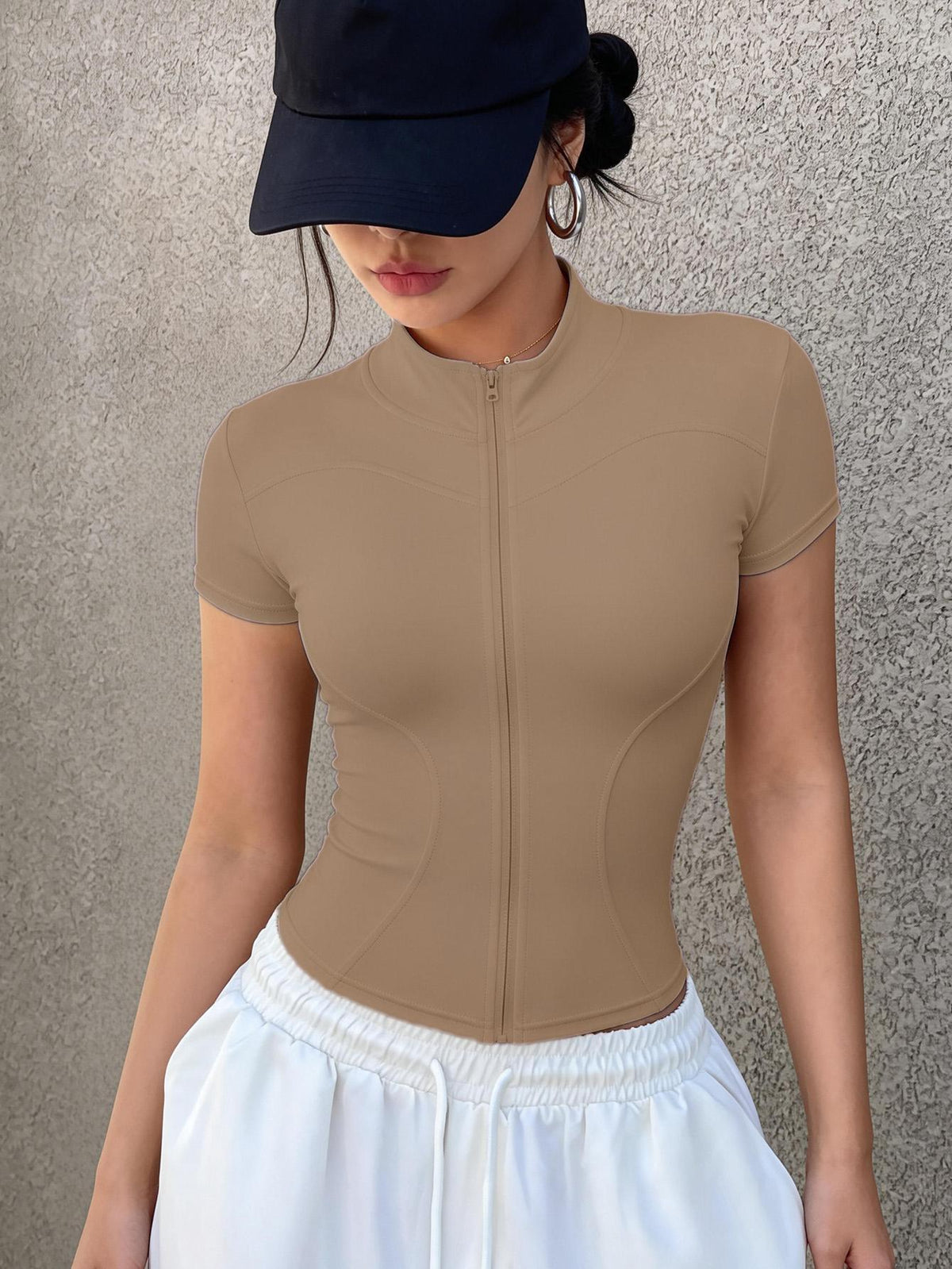 3 Pack Short Sleeve Zip Crop Jackets - Light Purple, Sky Blue & Cocoa