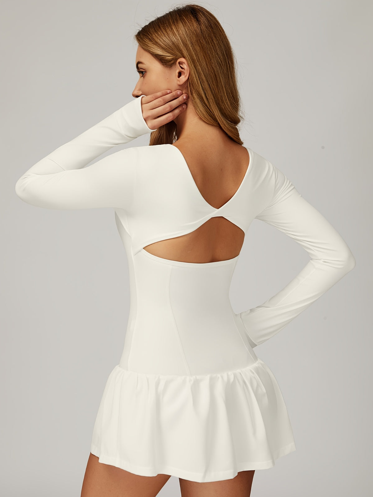 Back Knot Athletic Dress - White
