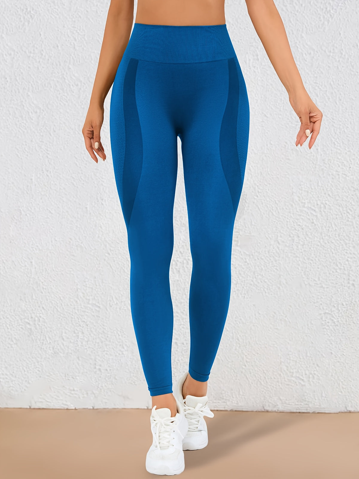 Wide Waistband Lifting Leggings - Vibrant Blue