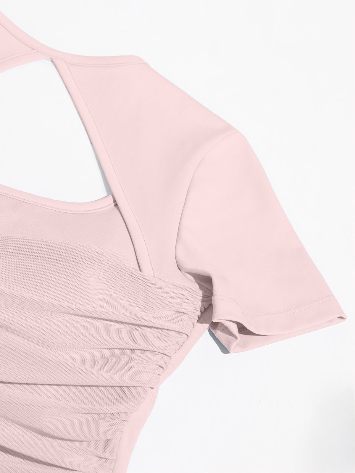 Backless Pleated Waist Cropped Tee - Hot Pink