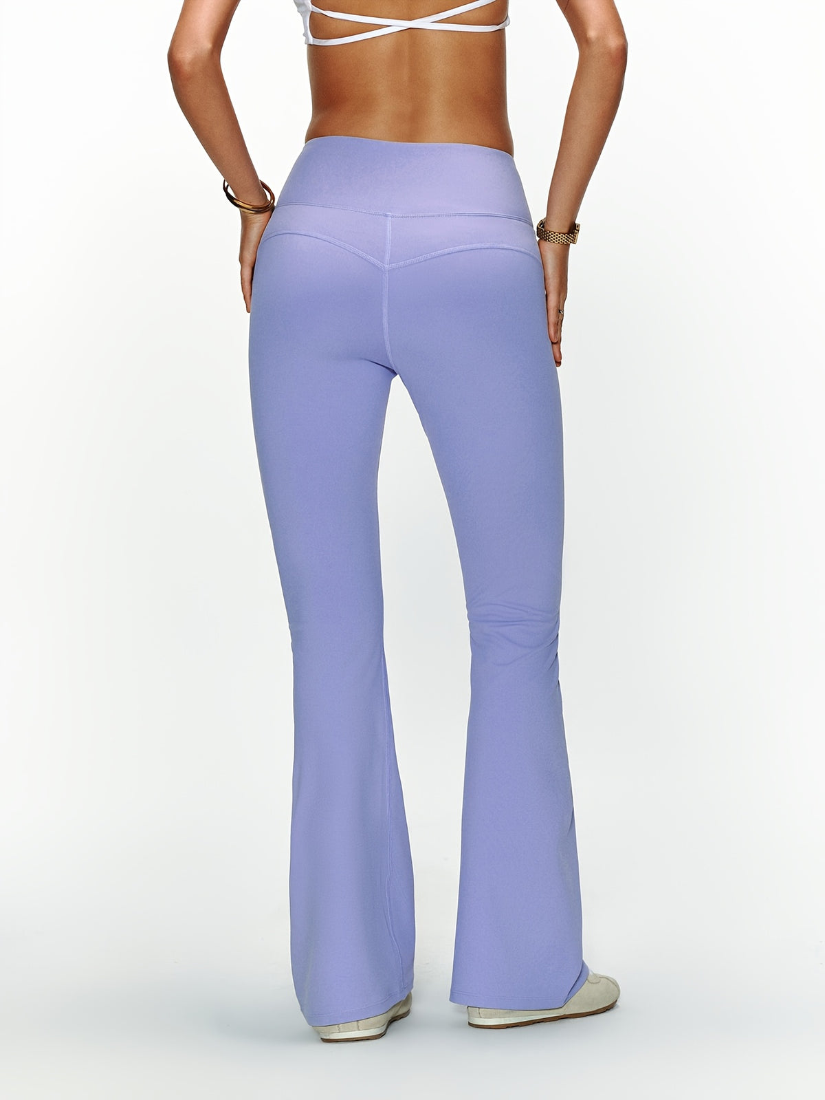 Wide Waistband Flare Pants - Lavender