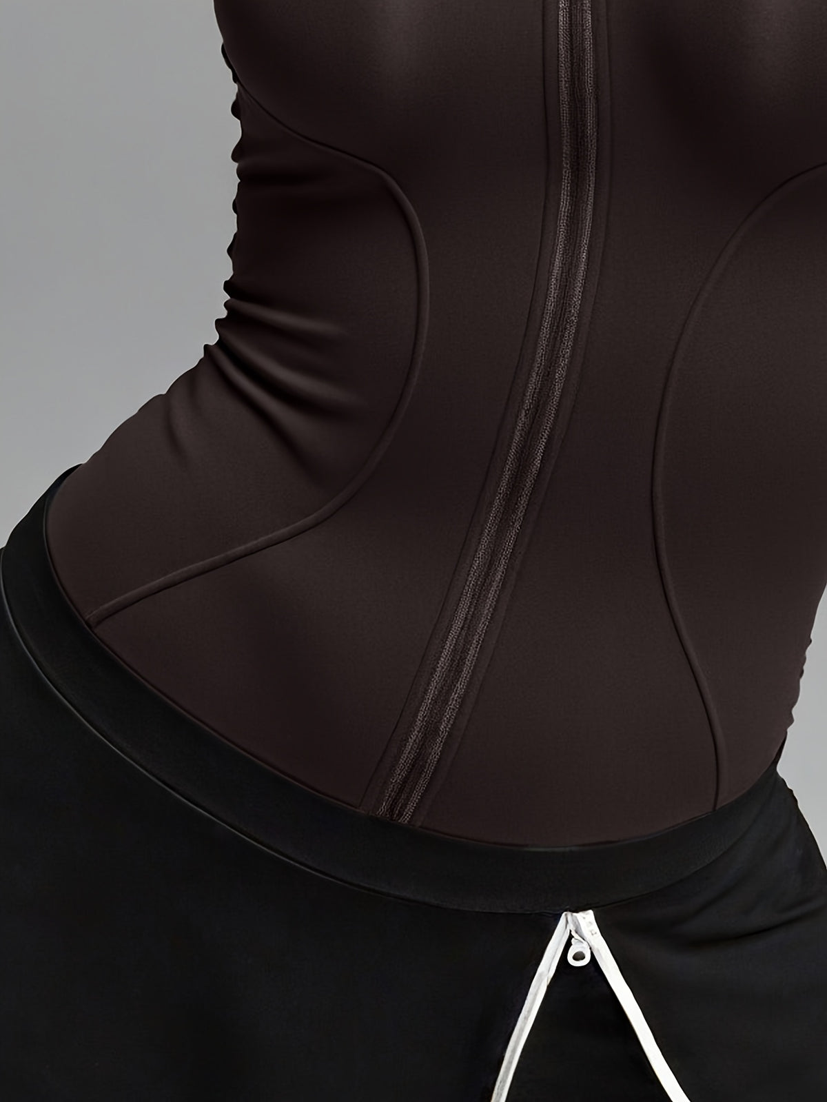 Short Sleeve Cropped Zip Jacket - Coffee