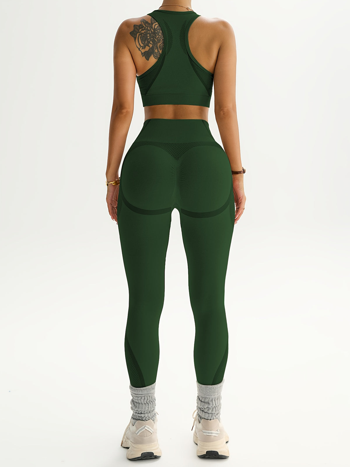 Cropped Tank & Leggings Set - Fern Green