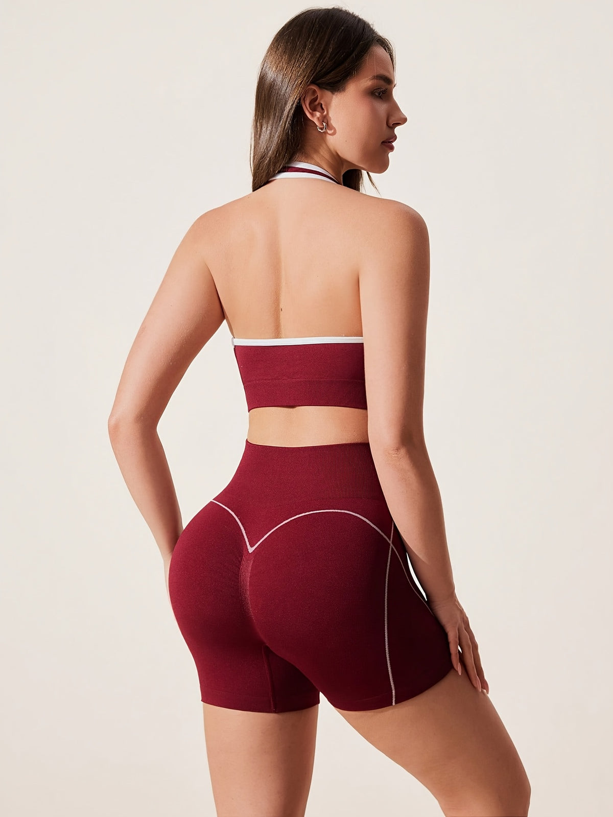 Halter Bra & Shorts Set - Burgundy