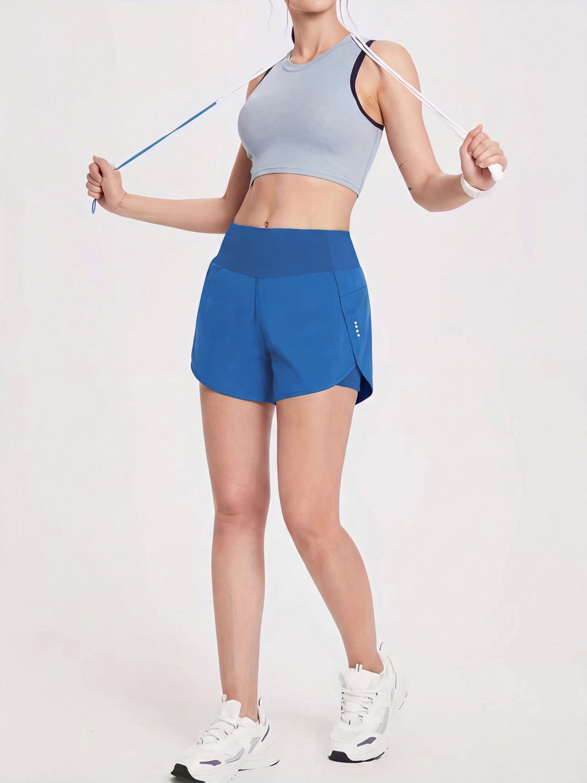Pocket Anti-Sheer High Waist Running Shorts - Royal Blue