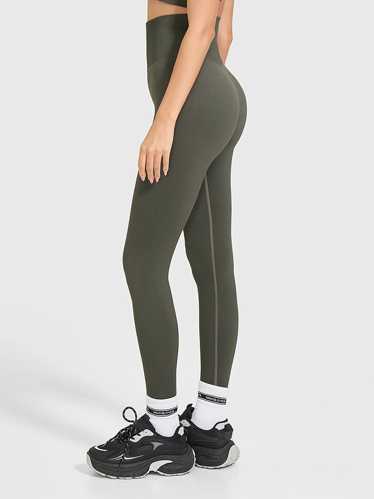 Seamless Breathable High Waist Leggings - Olive Green