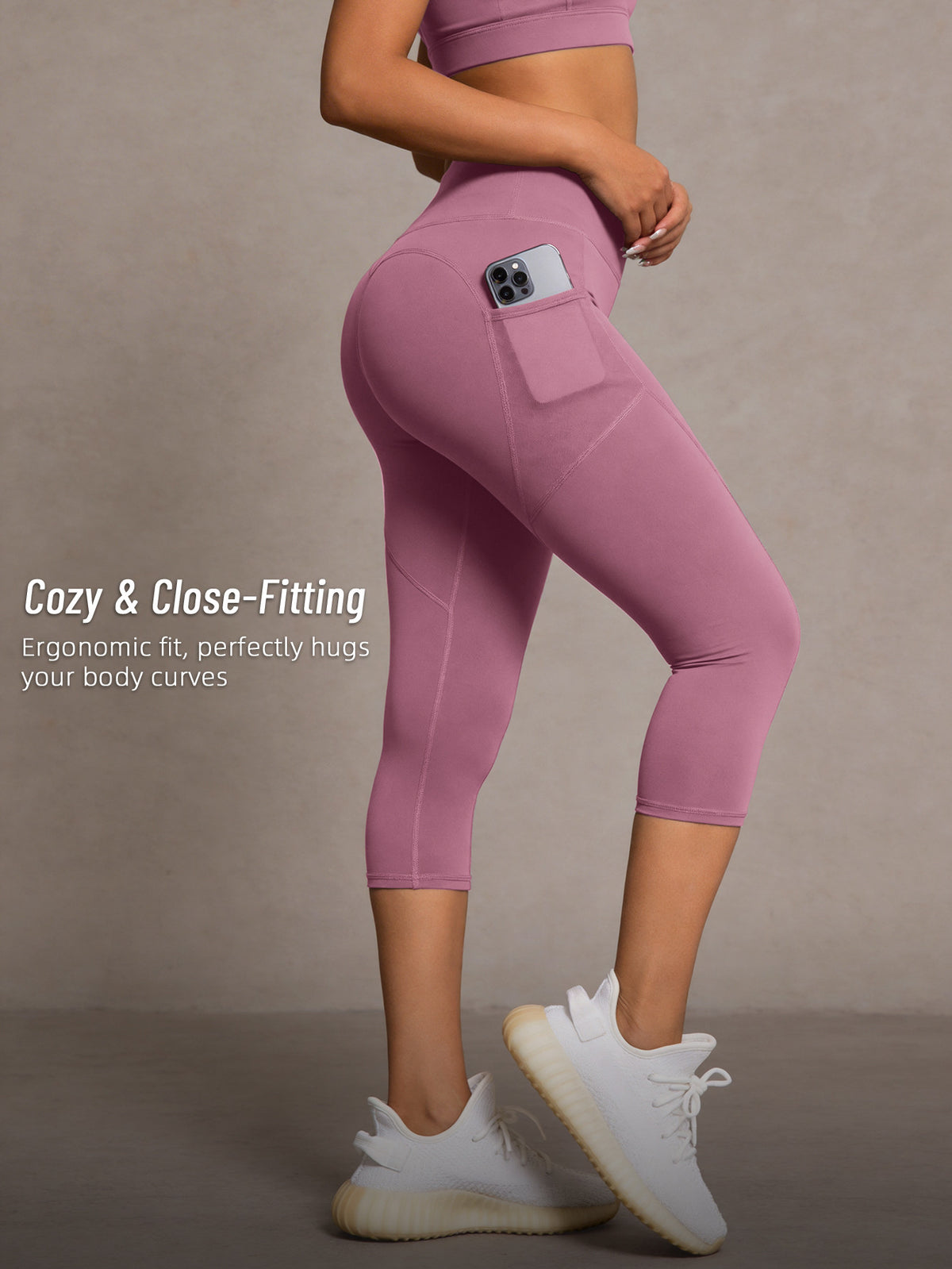 Side Pocket High Waist Lifting Leggings - Hot Pink