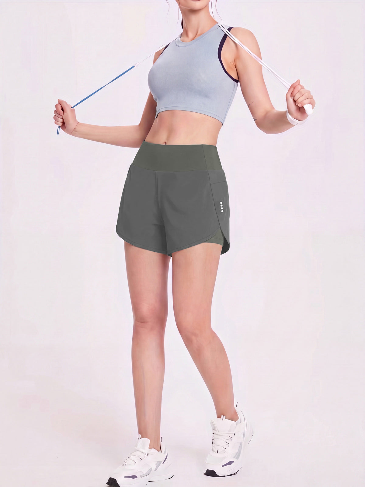 Pocket Anti-Sheer High Waist Running Shorts - Dark Gray
