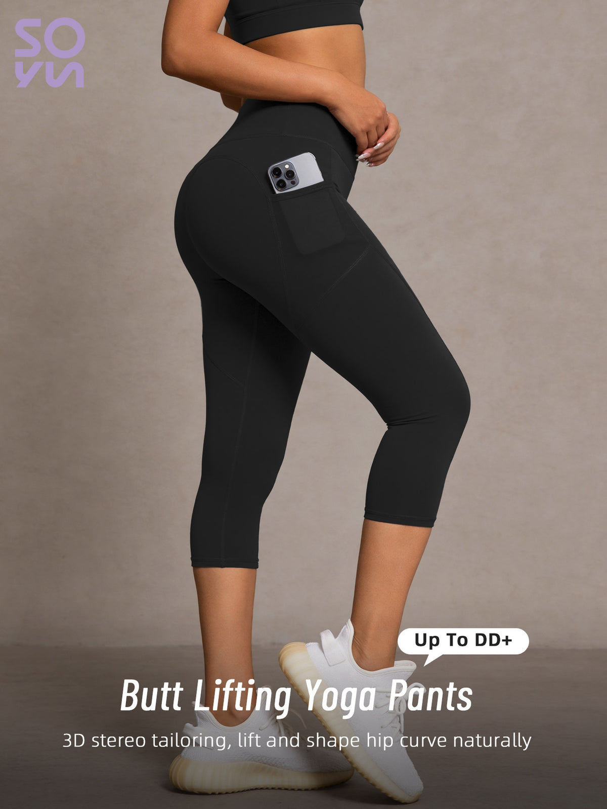 Side Pocket High Waist Lifting Leggings - Black