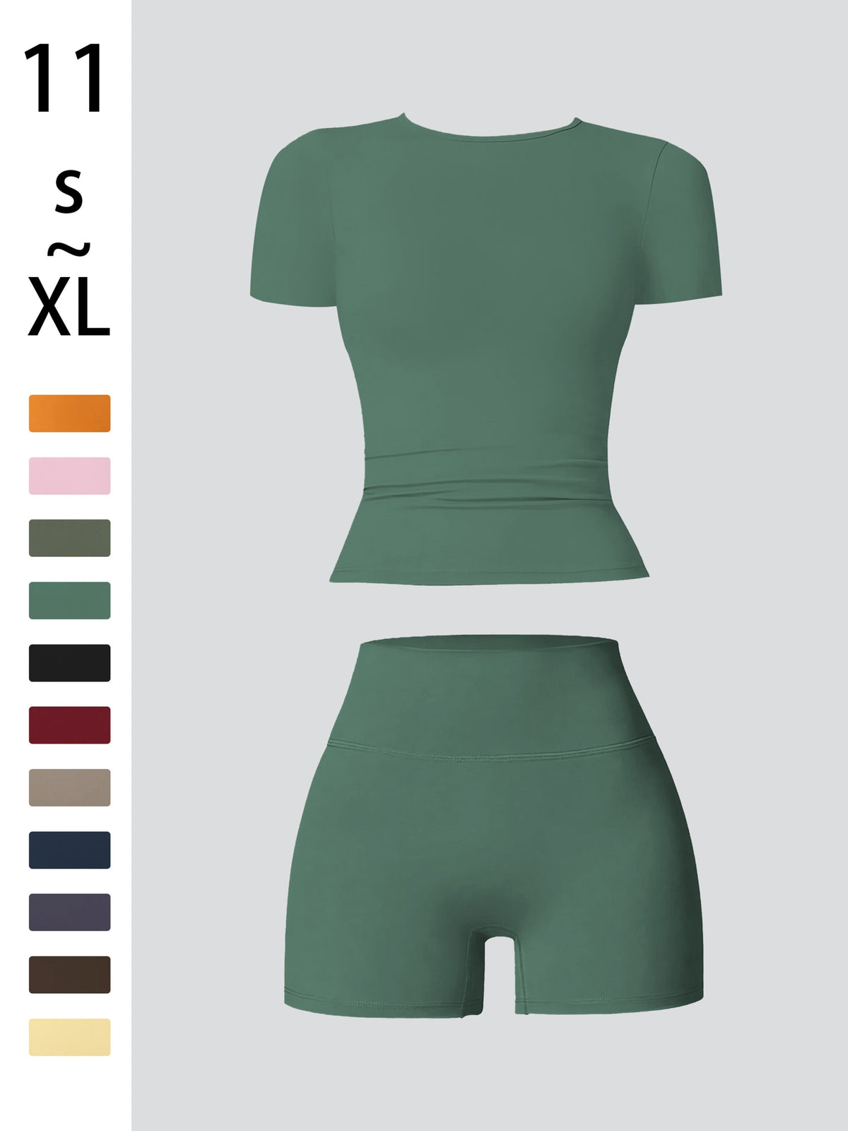 Tummy Control Top & Pocket Shorts Set - King Neptune Green