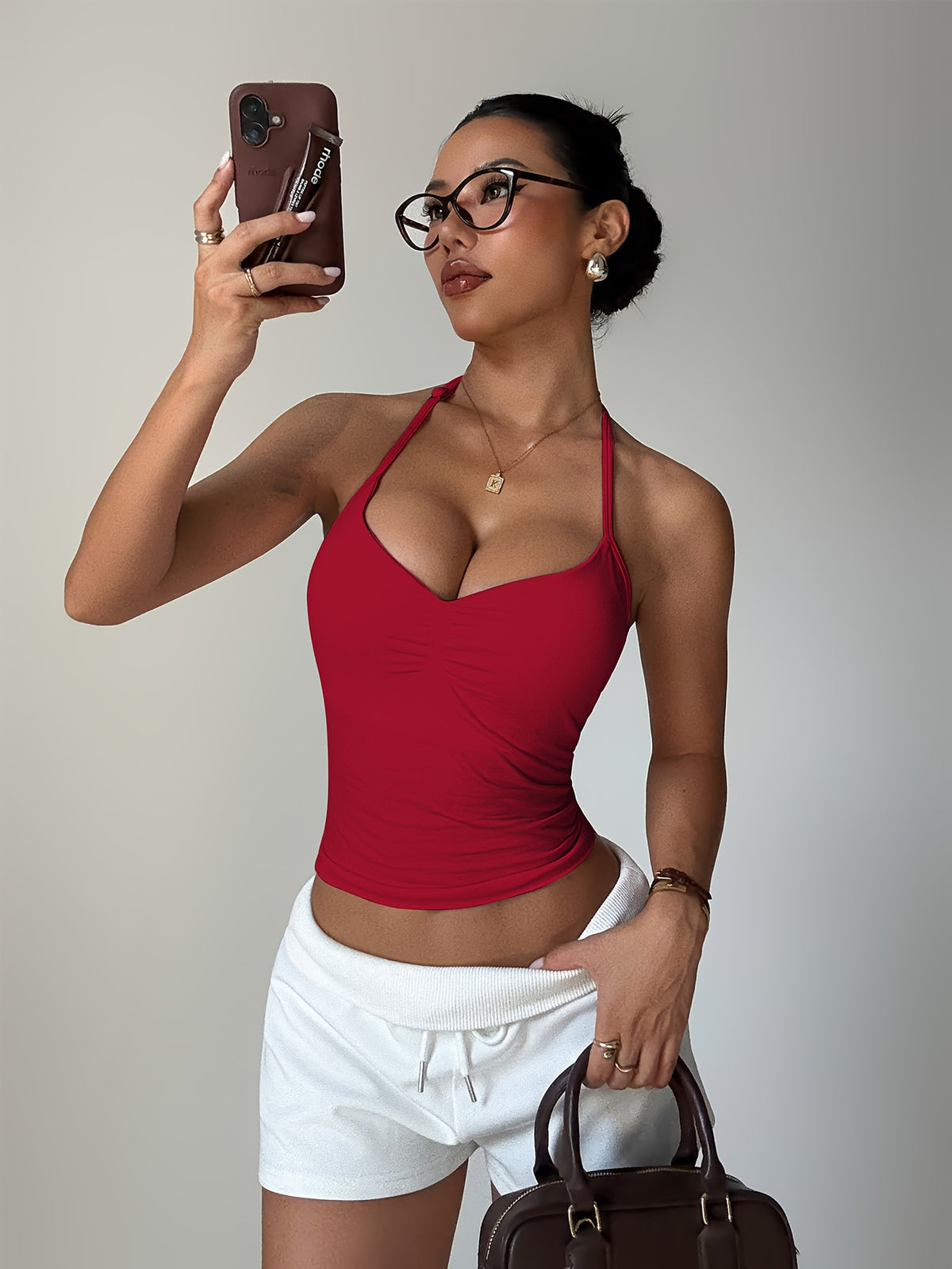 Halter Twist Crop Top - Angola Red