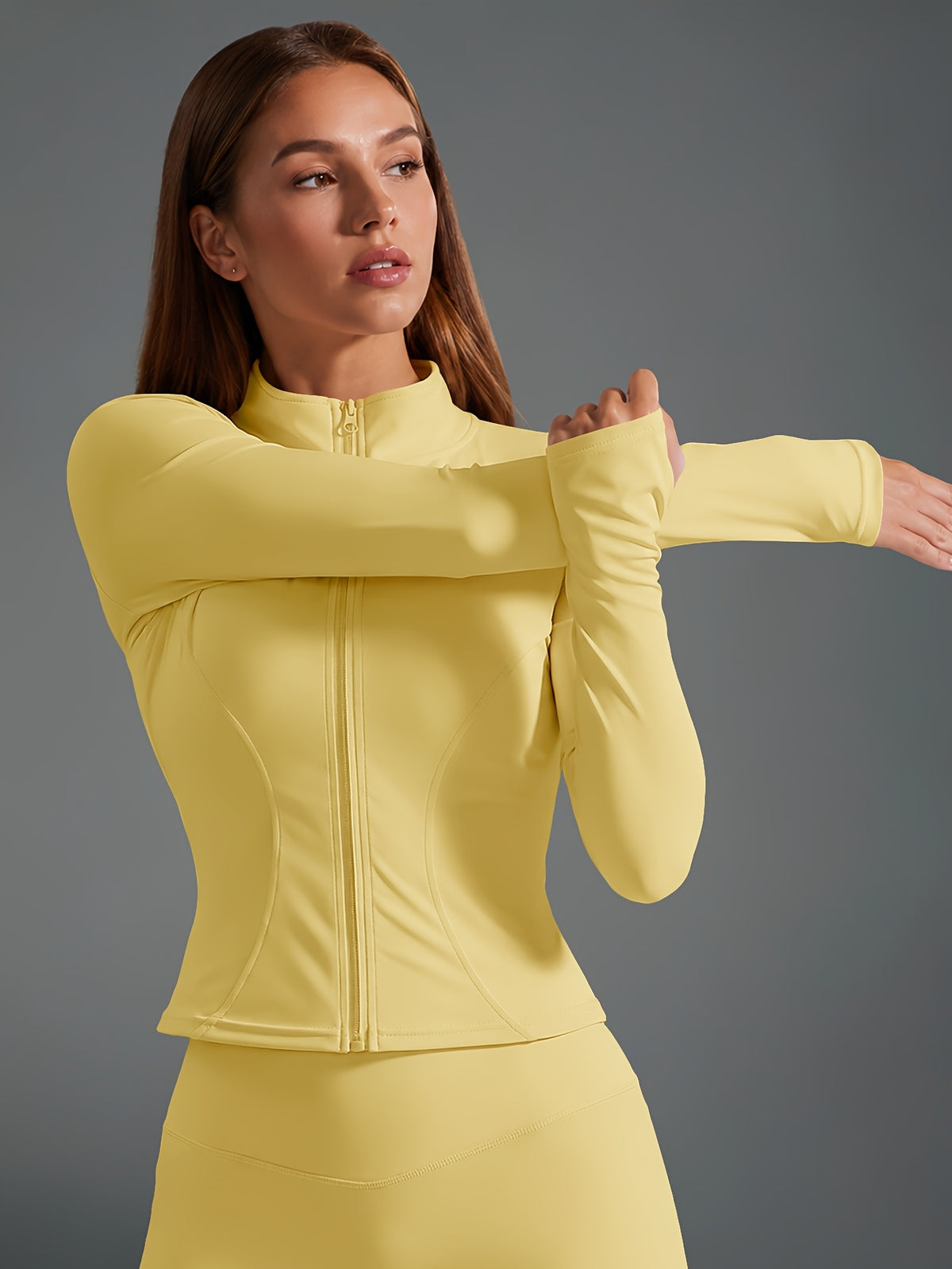 Quick Dry Long Sleeve Sports Jacket - Yellow