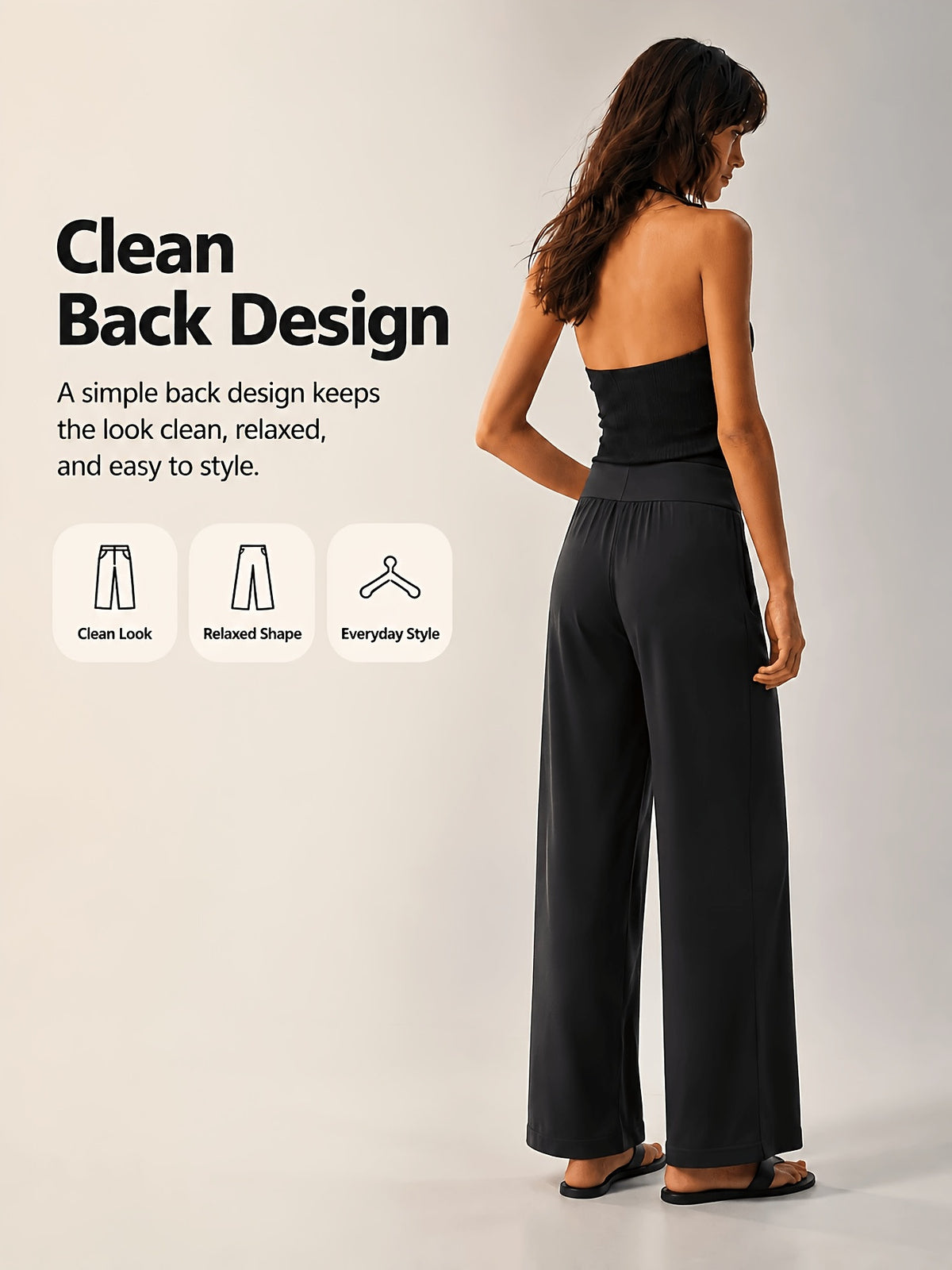 Wide Drawstring Waistband Straight Leg Pants - Black