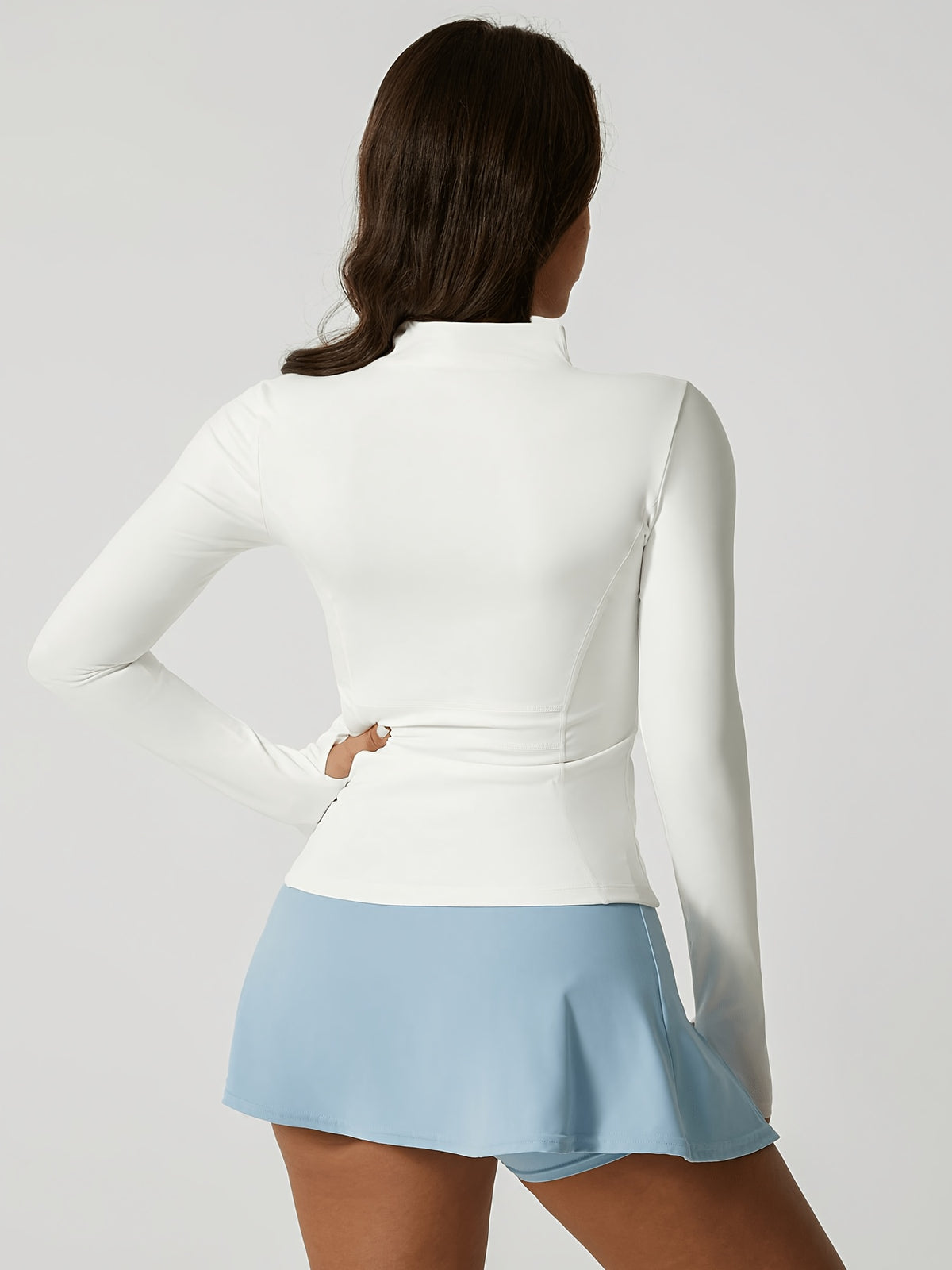 Stand Collar Full Zip Sports Jacket - White