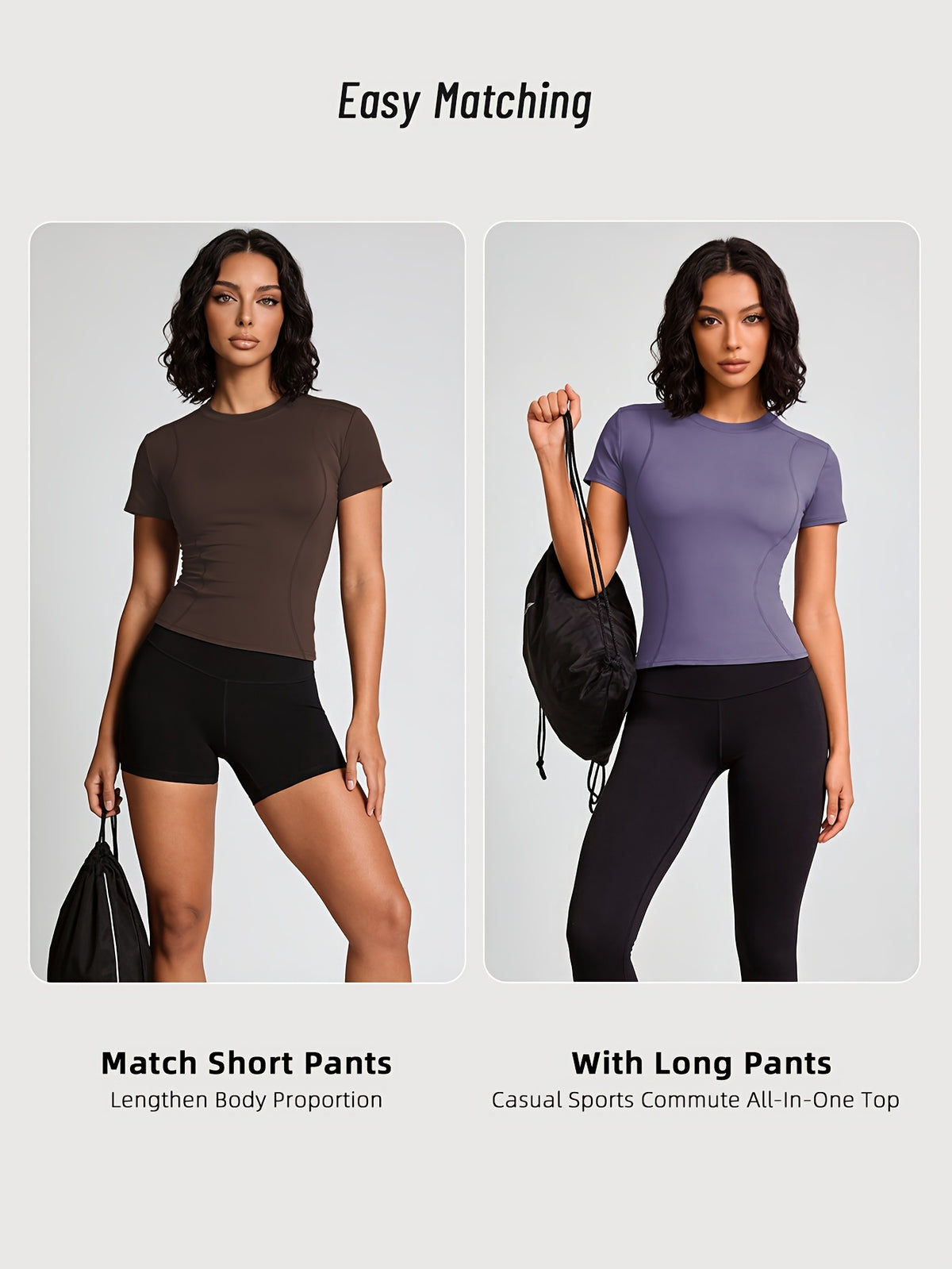 4 Pack Round Neck Slim Fit Tees - Brown
