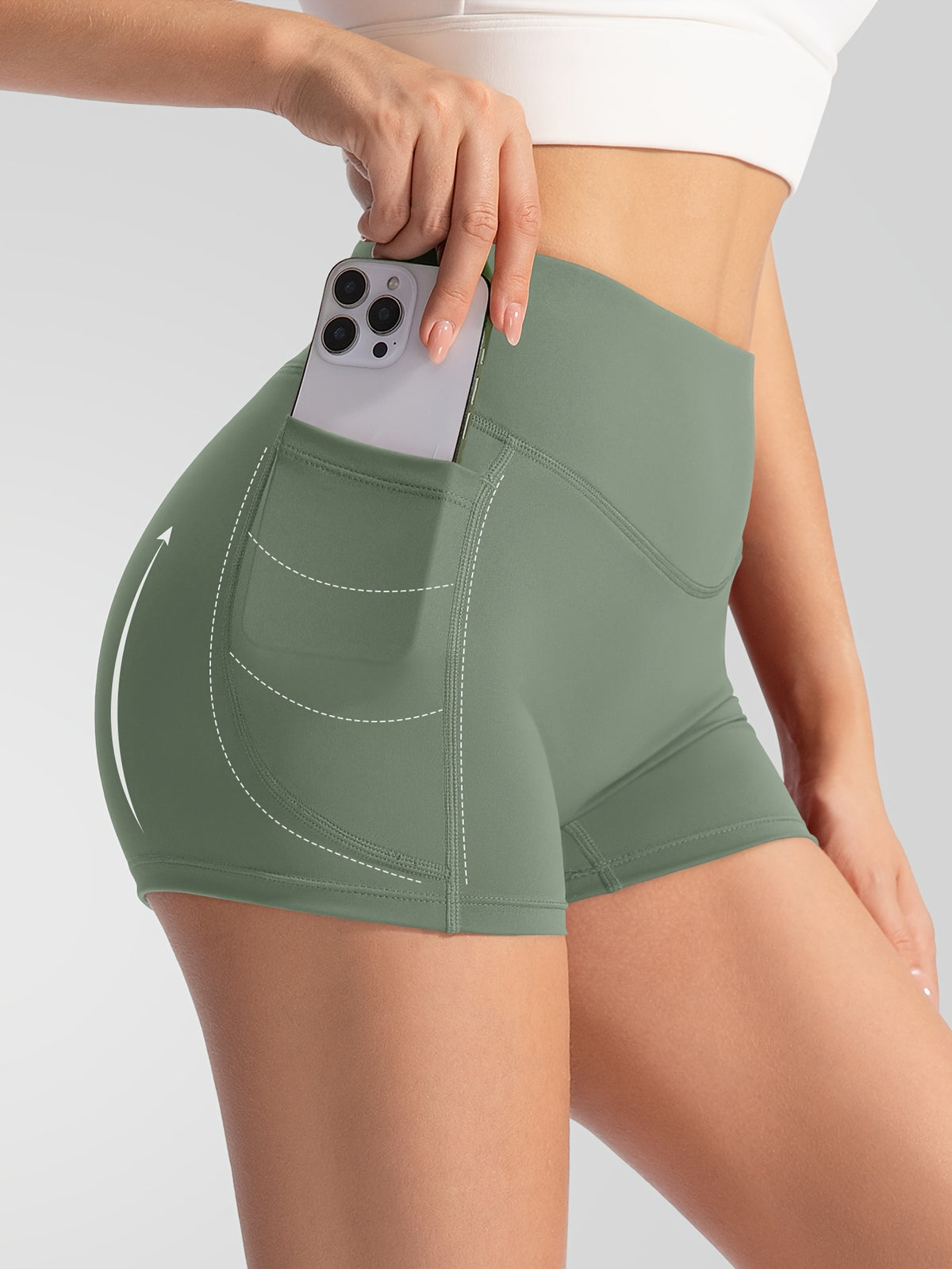 Zip Jacket & Pocket Shorts Set - Sage Green