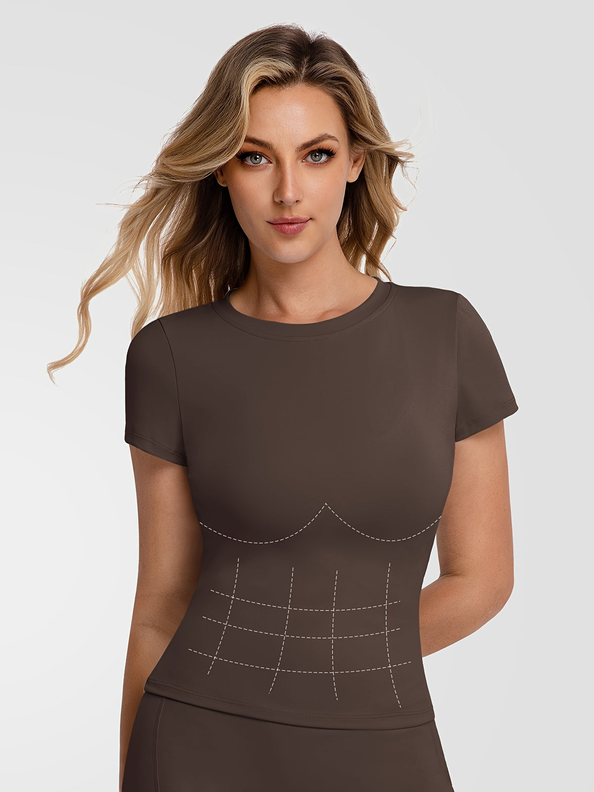 Soft Stretch Fitted Tee - Brown