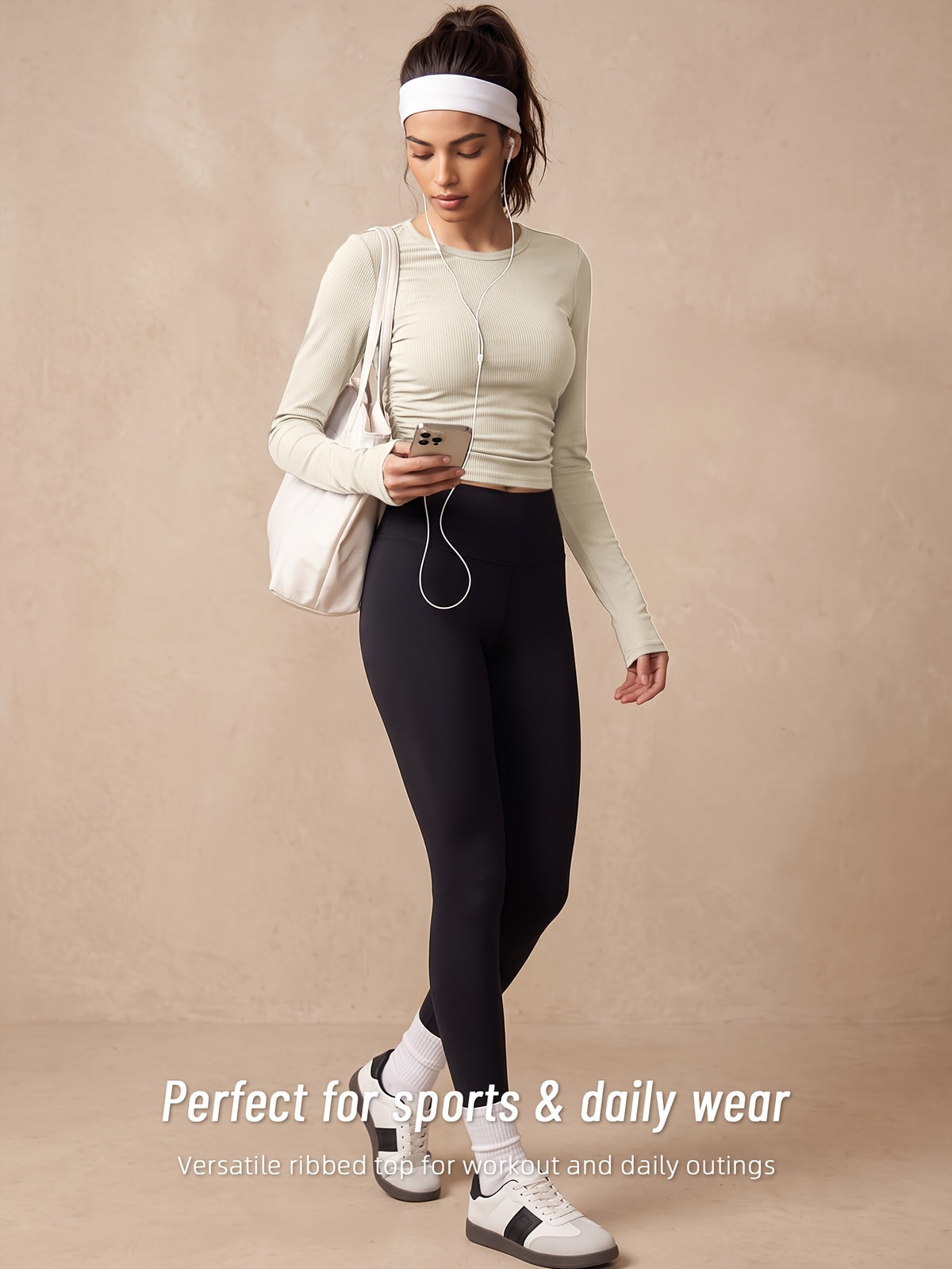 Striped Side Gather Long Sleeve Top - Milky
