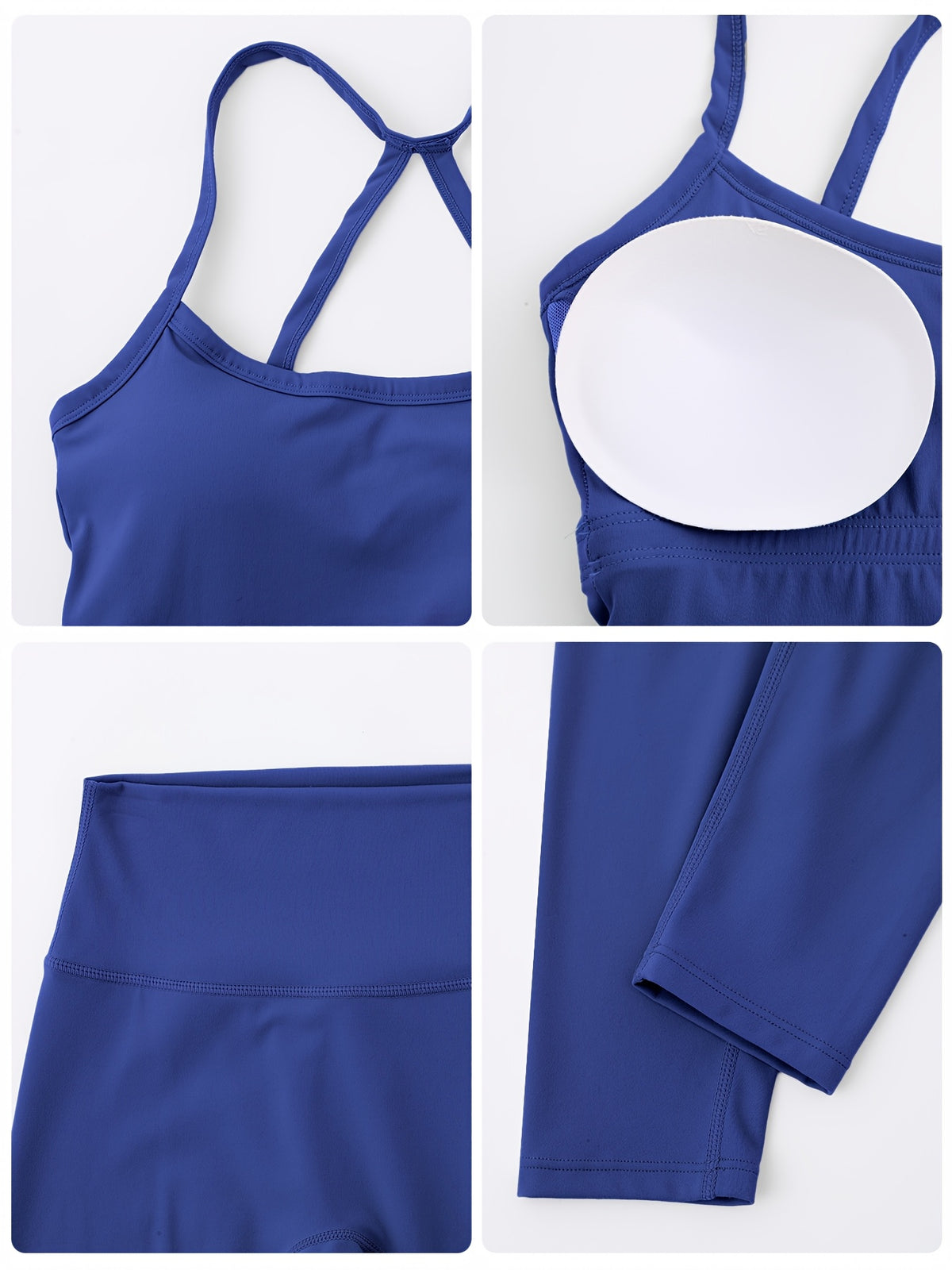 Backless Bra & Leggings Set - Blue