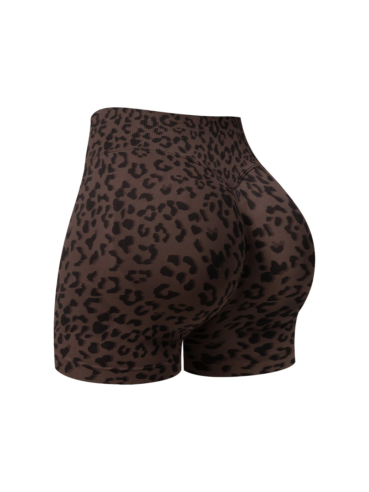 Leopard Seamless Ribbed Biker Shorts - Brown Black