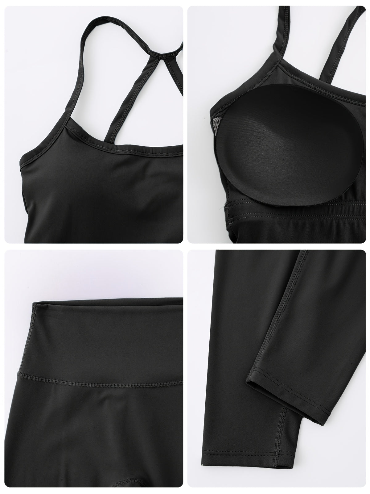 Backless Bra & Leggings Set - Black