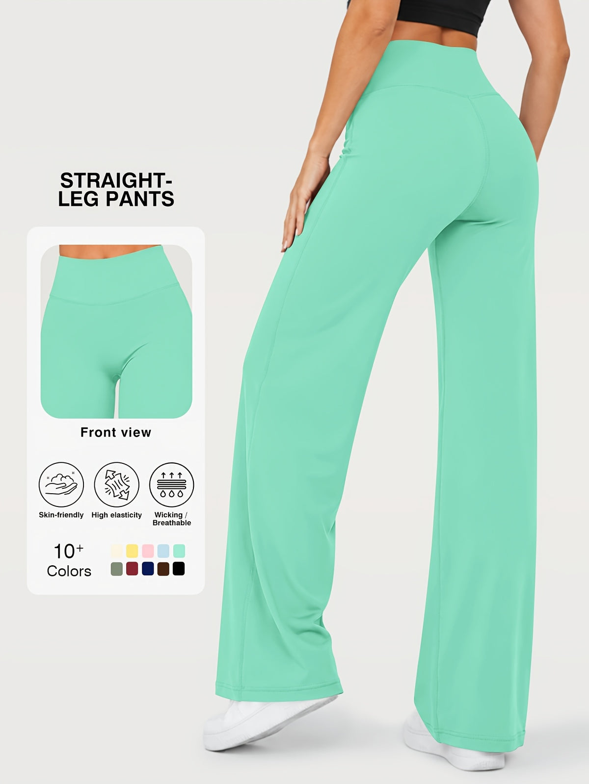Stretch Straight Leg Yoga Pants - Mint Green