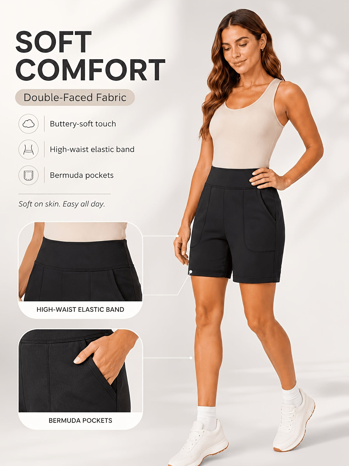Longline Bermuda Pocket Shorts - Black