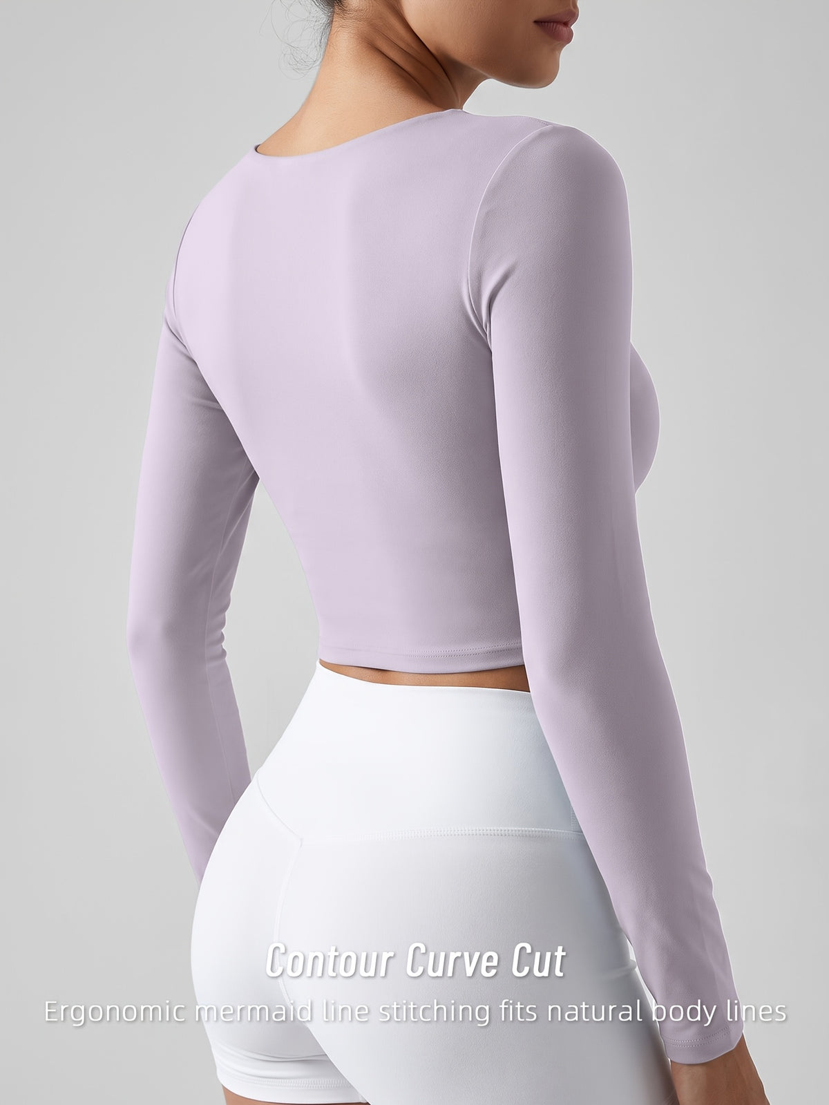 Color Block Padded Long Sleeve Top - Lavender