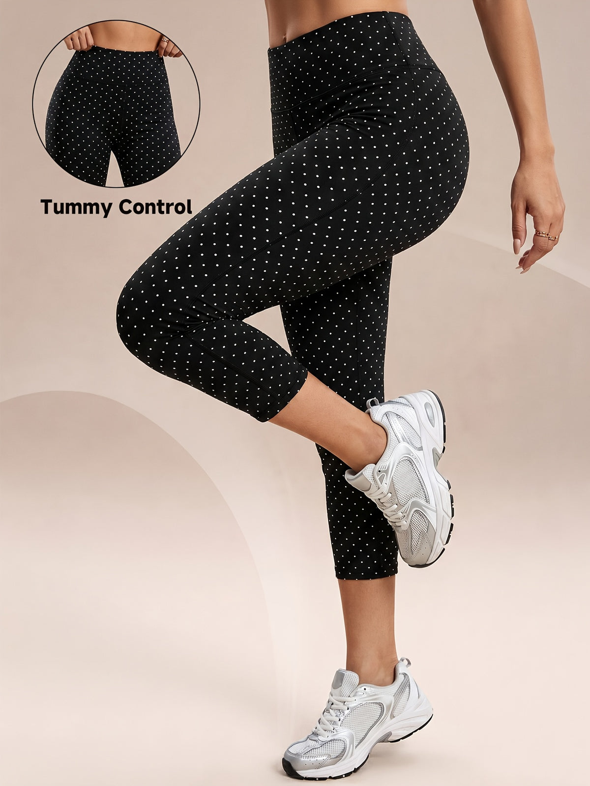 Polka Dot Capri Leggings - Black