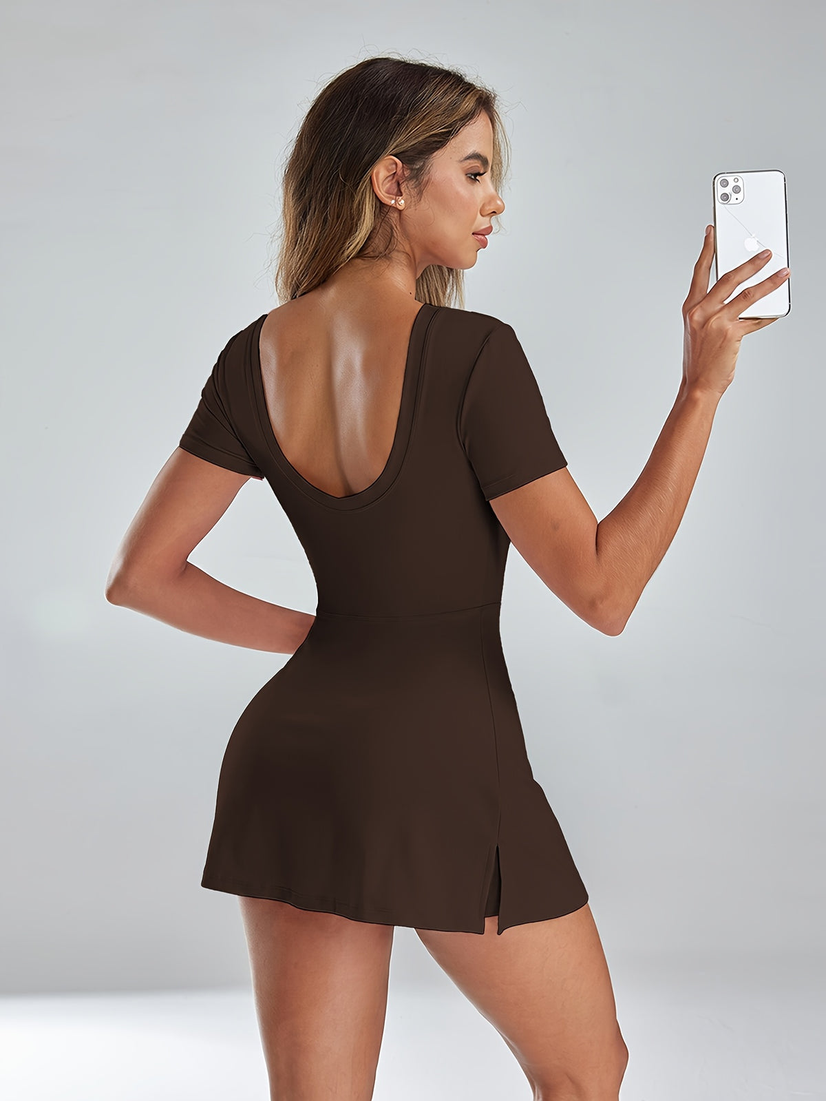 Tie Waist Wrap Tennis Dress - Dark Brown